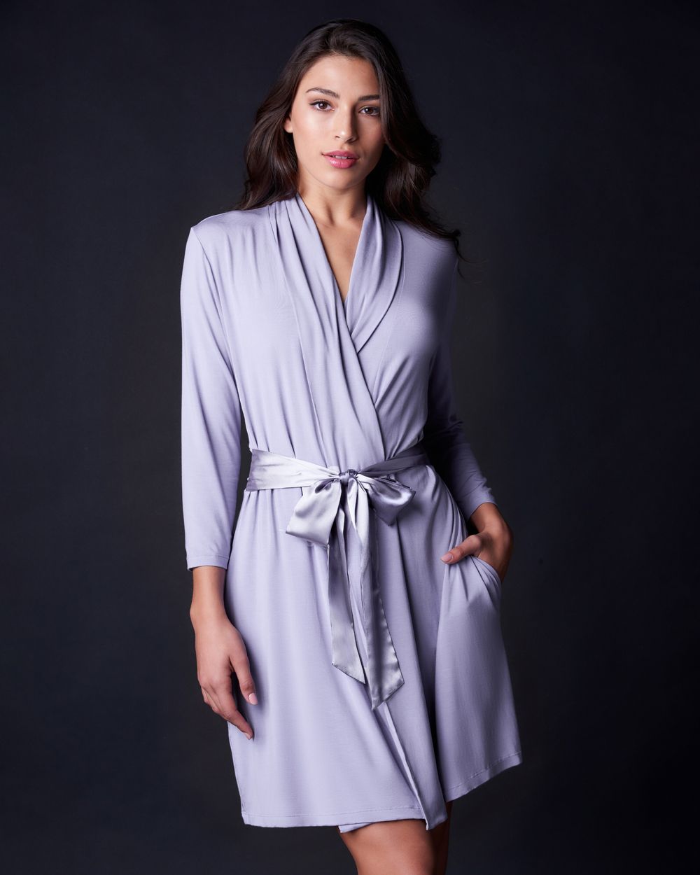 Fleur't Robe with Silk Ties in purple