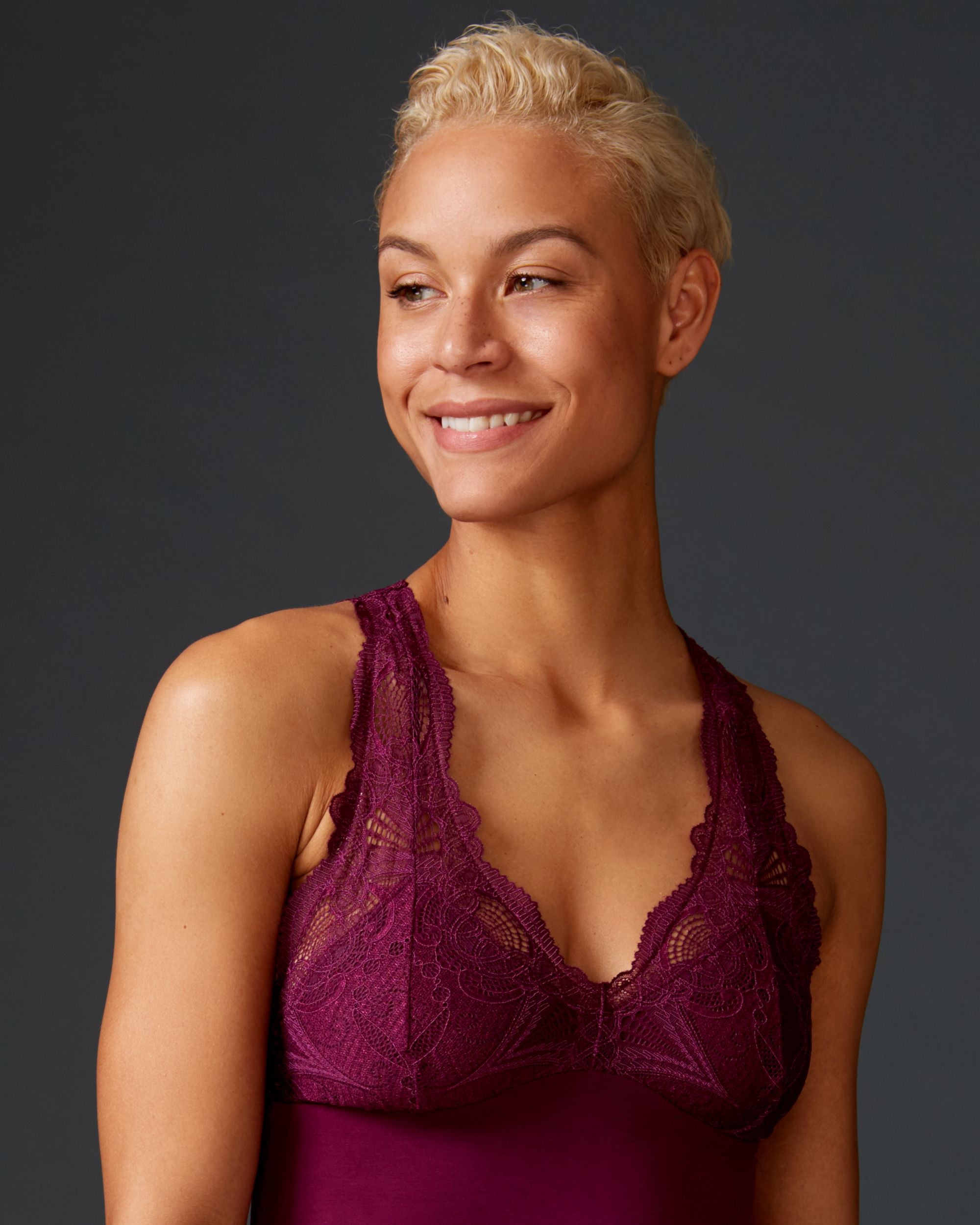 Fleur't Belle Epoque Lace T-Back Chemise in pink