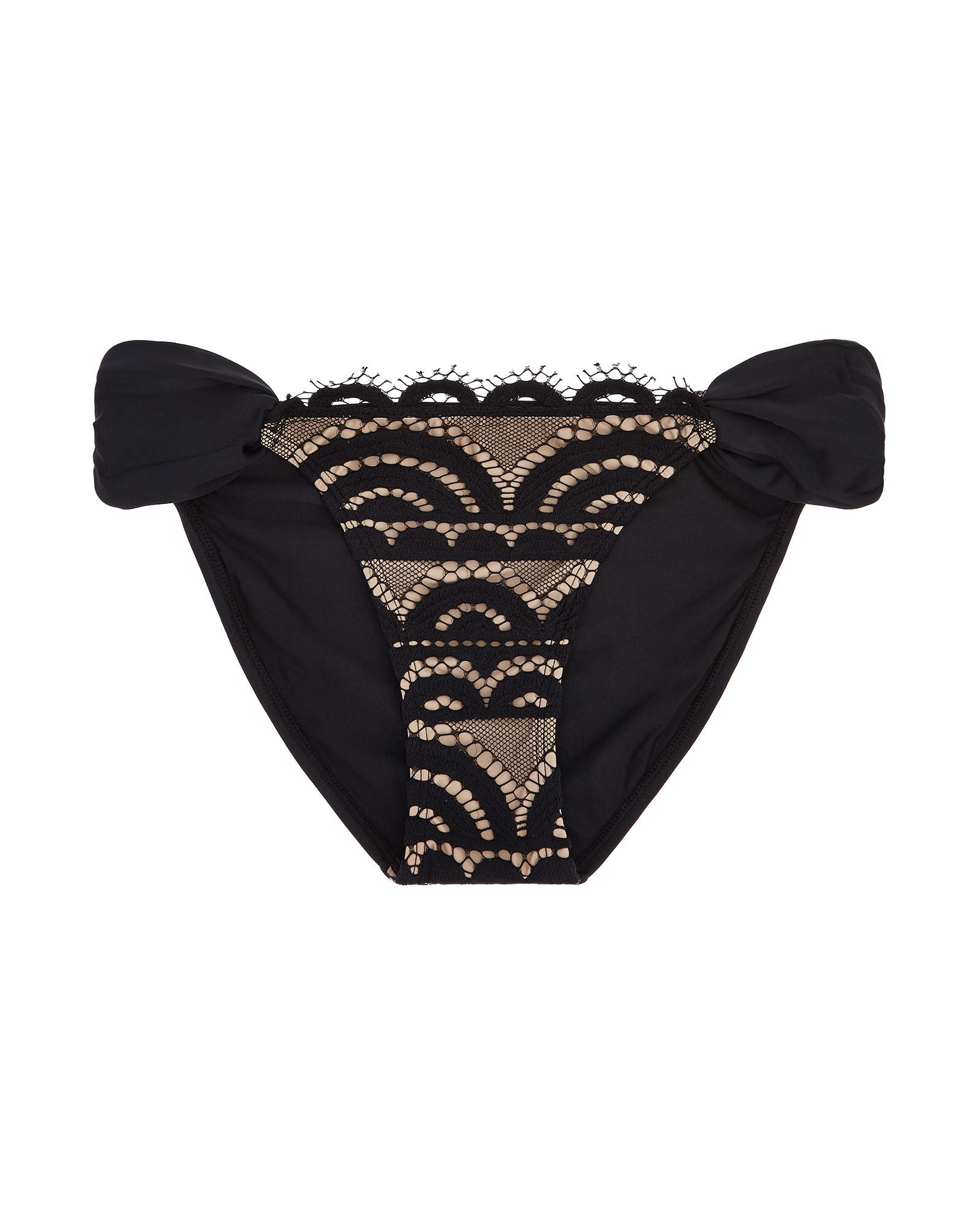 PilyQ Lace Fanned Full Bikini Bottom in black