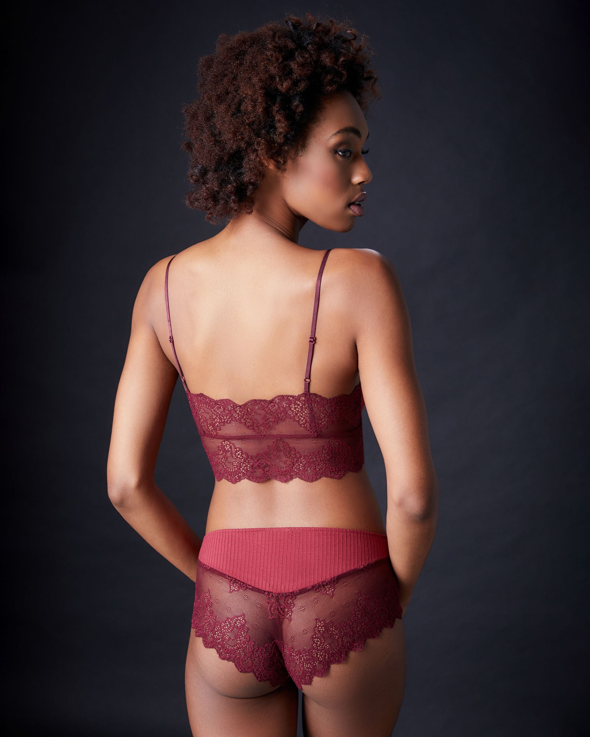 Only Hearts Eco Rib with Lace Long Line Bralette in red