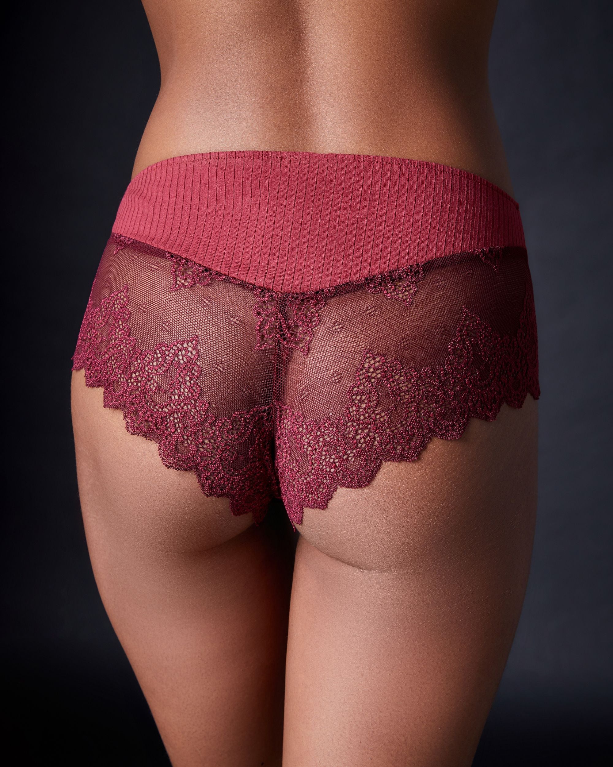 Only Hearts Eco Rib with Lace Cheeky Hipster in purple
