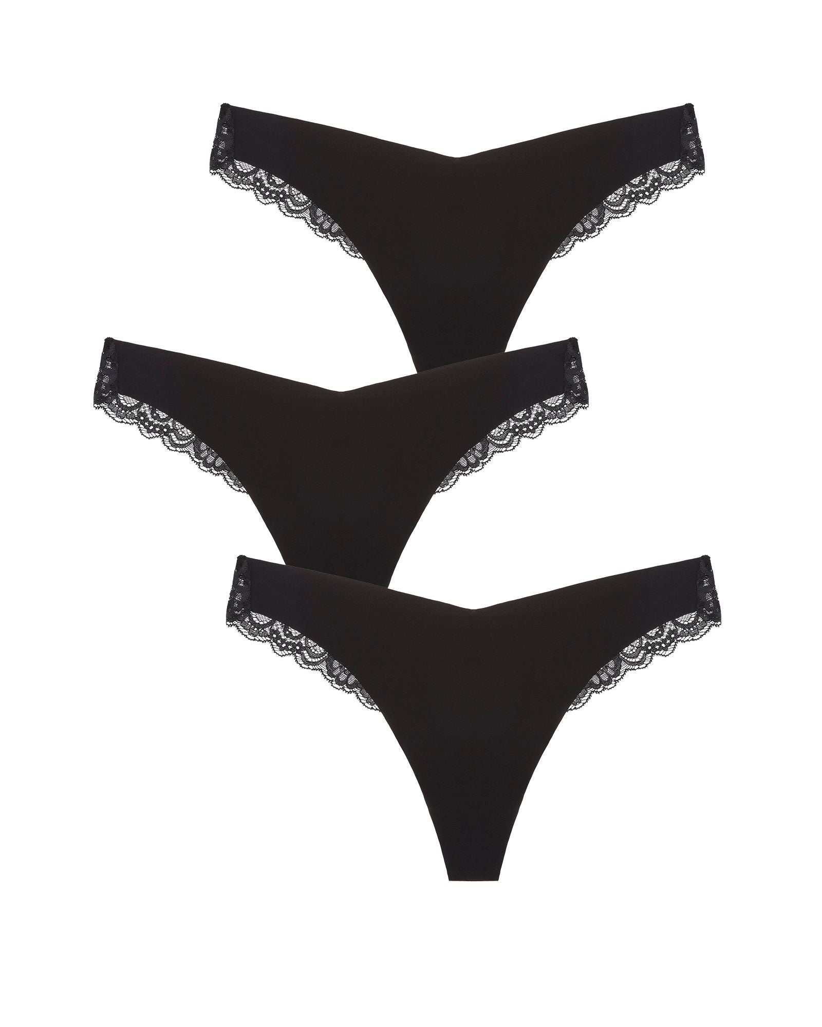 Journelle Estelle Thong 3 Pack in black