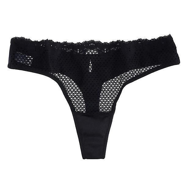 Timpa Duet Lace Low-Cut Thong in black