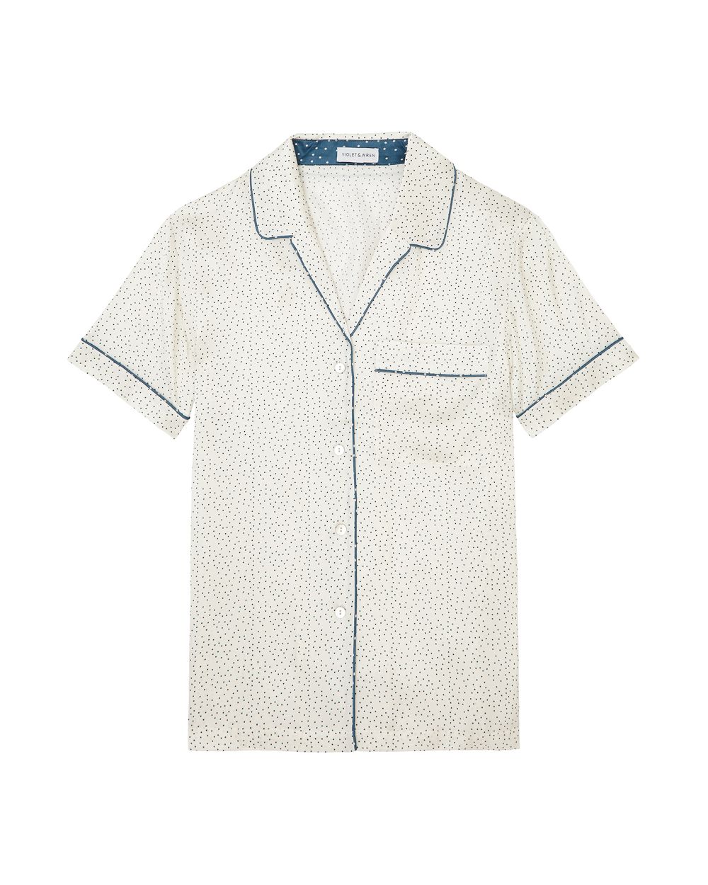 Violet & Wren Dawn Spot Short Sleeve Pyjama Shirt in white
