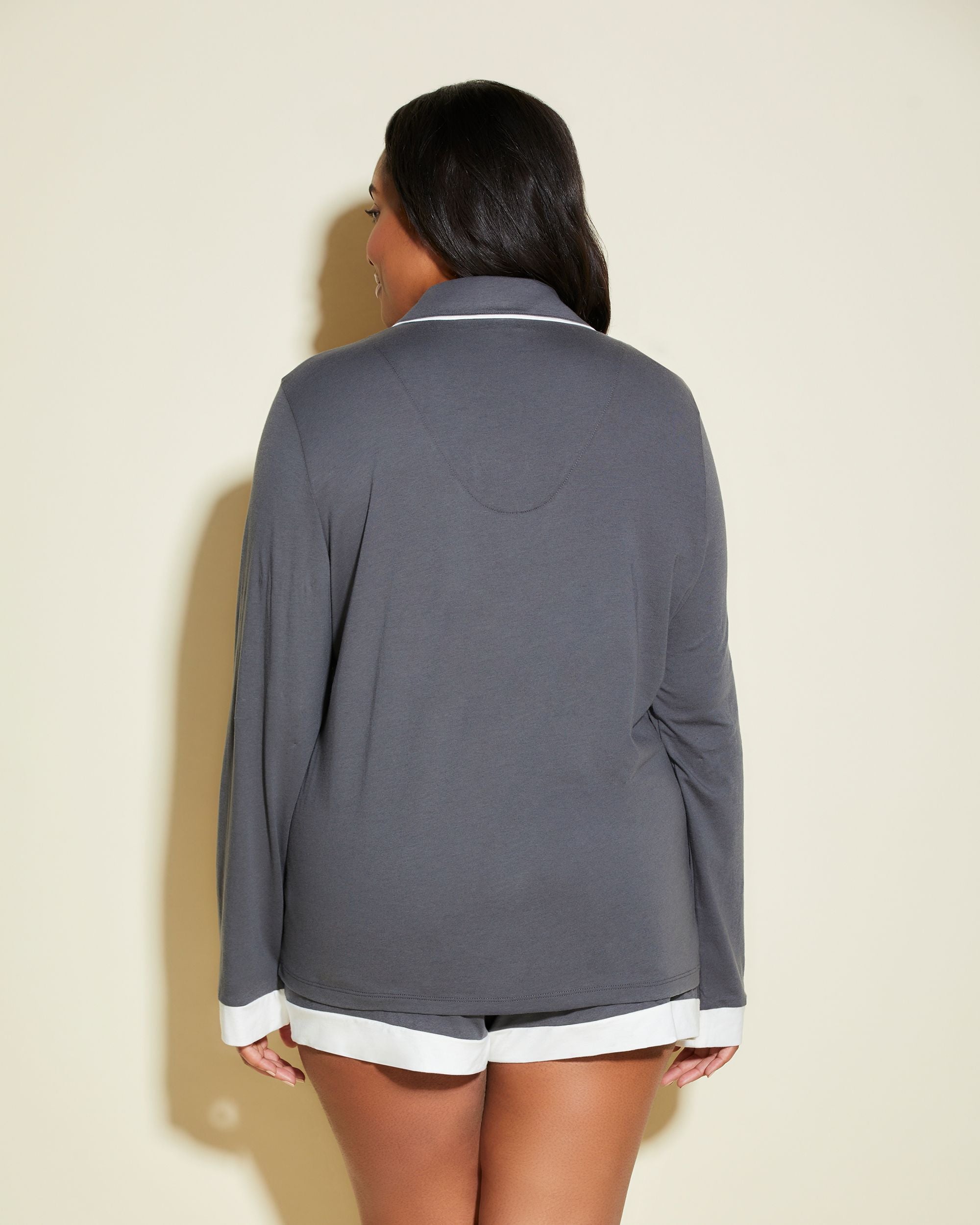 Cosabella Bella Bridal Long Sleeve Top & Boxer Pajama Set in gray