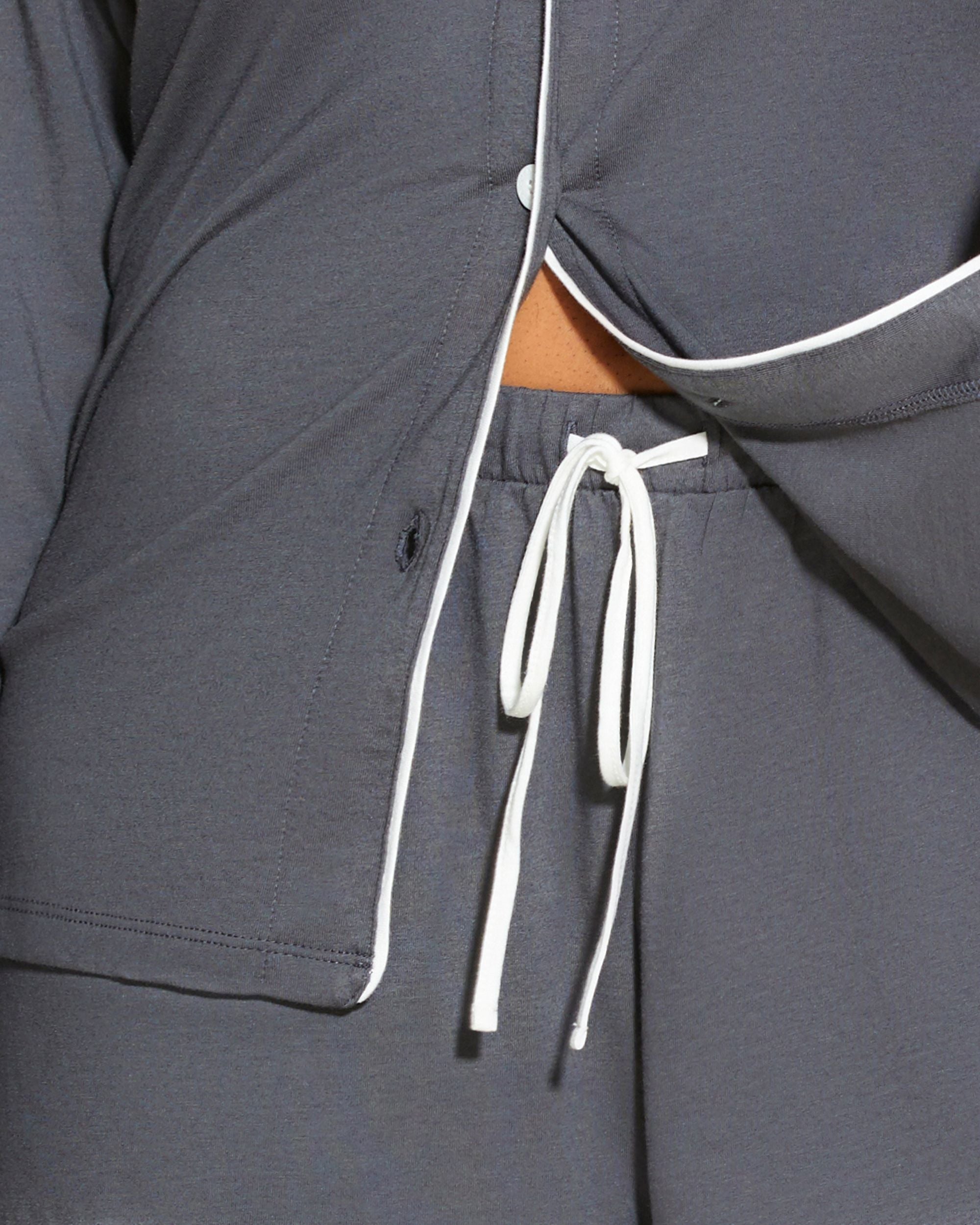 Cosabella Bella Bridal Long Sleeve Top & Boxer Pajama Set in gray