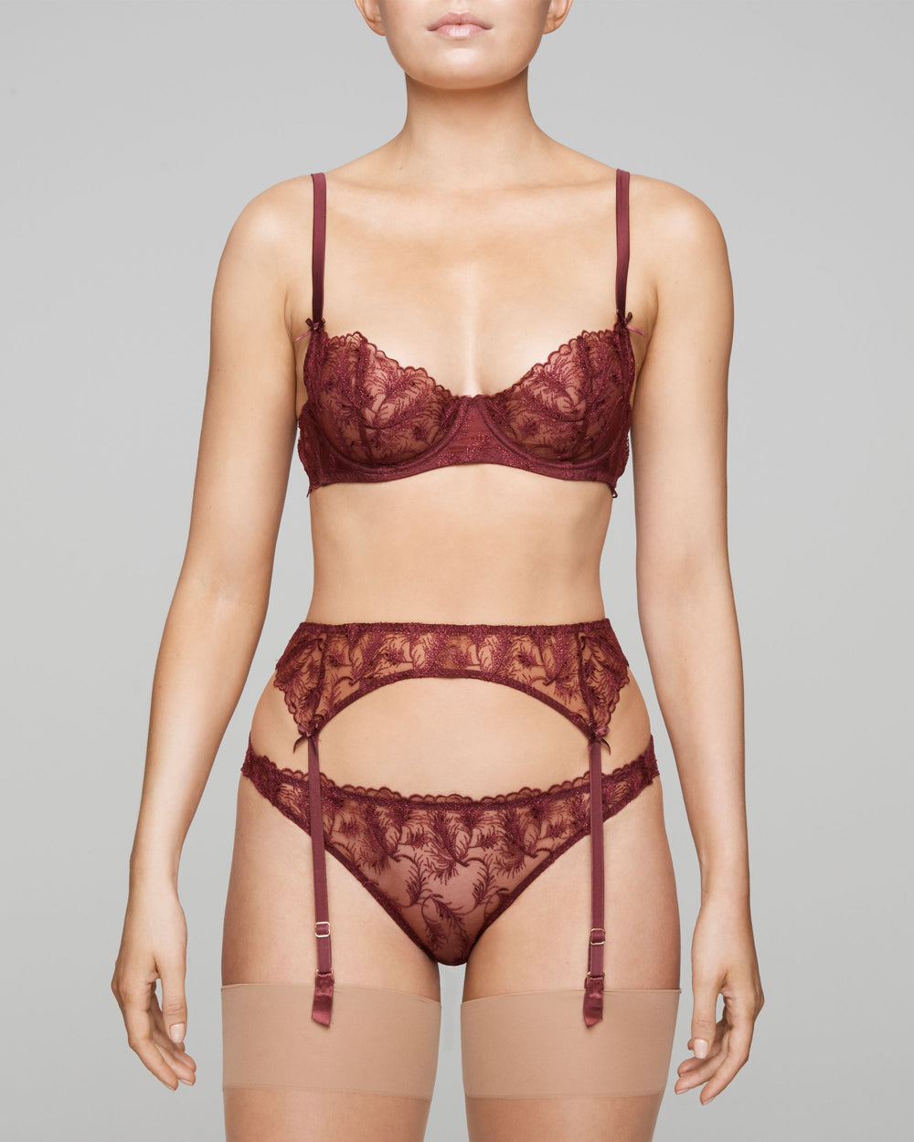 Coco de Mer Muse by Coco de Mer Rosa Balcony Bra in red