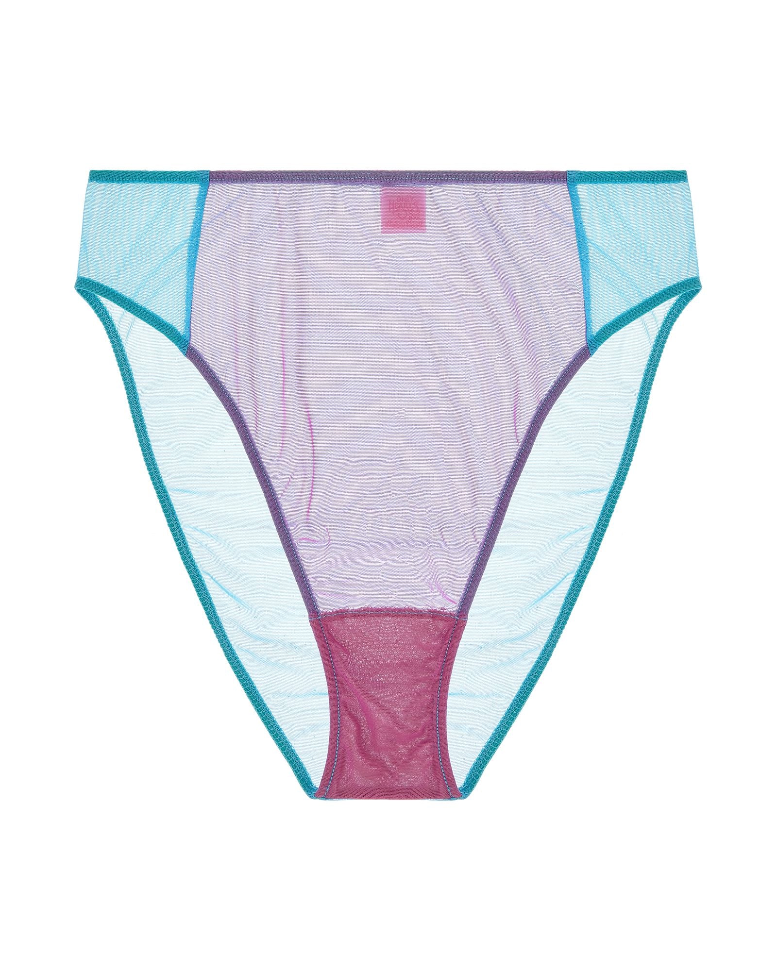 Only Hearts Color Block Whisper High Cut Brief in blue