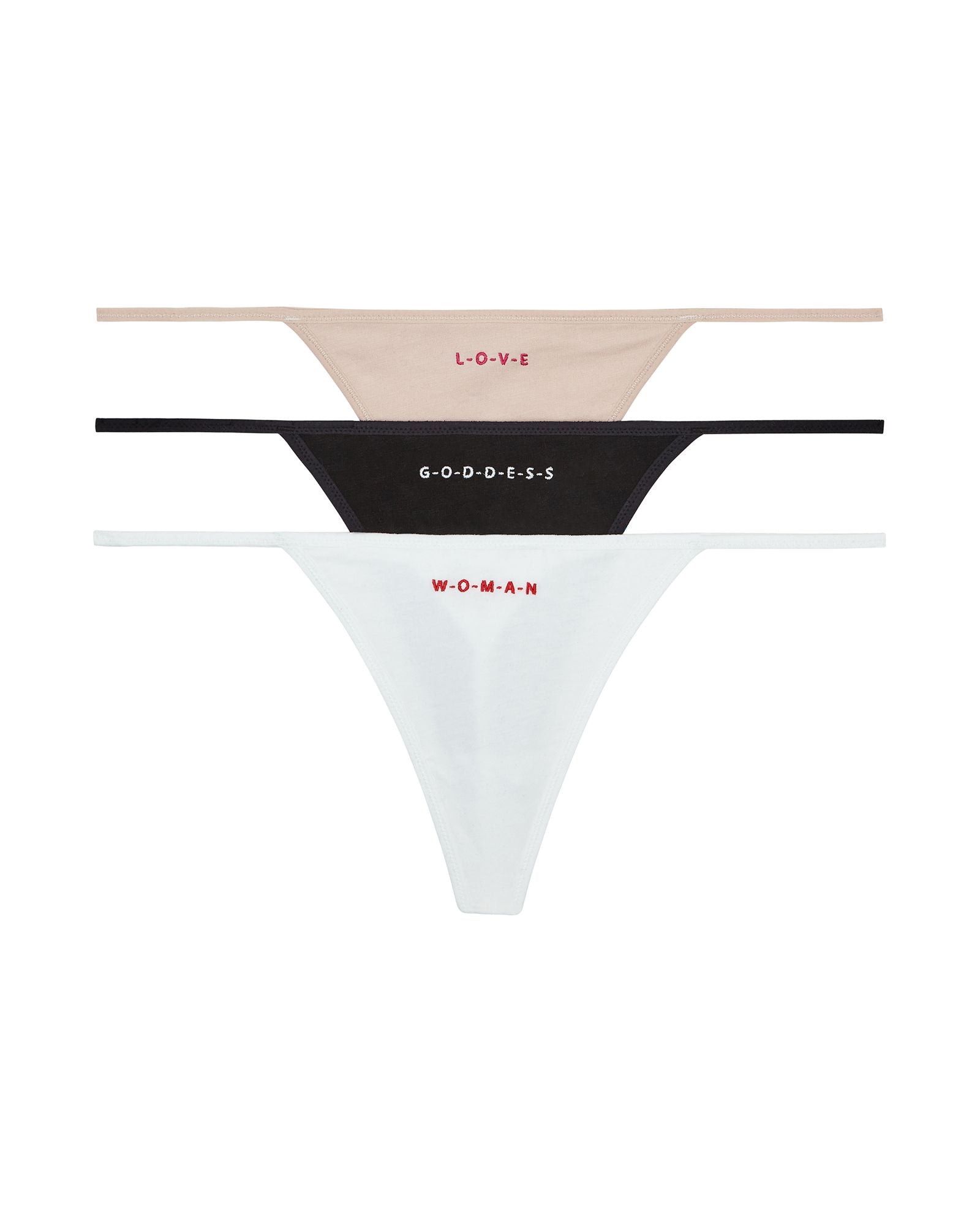 Skin Organic Pima Cotton L-O-V-E Your Skin G-String 3 Pack in white