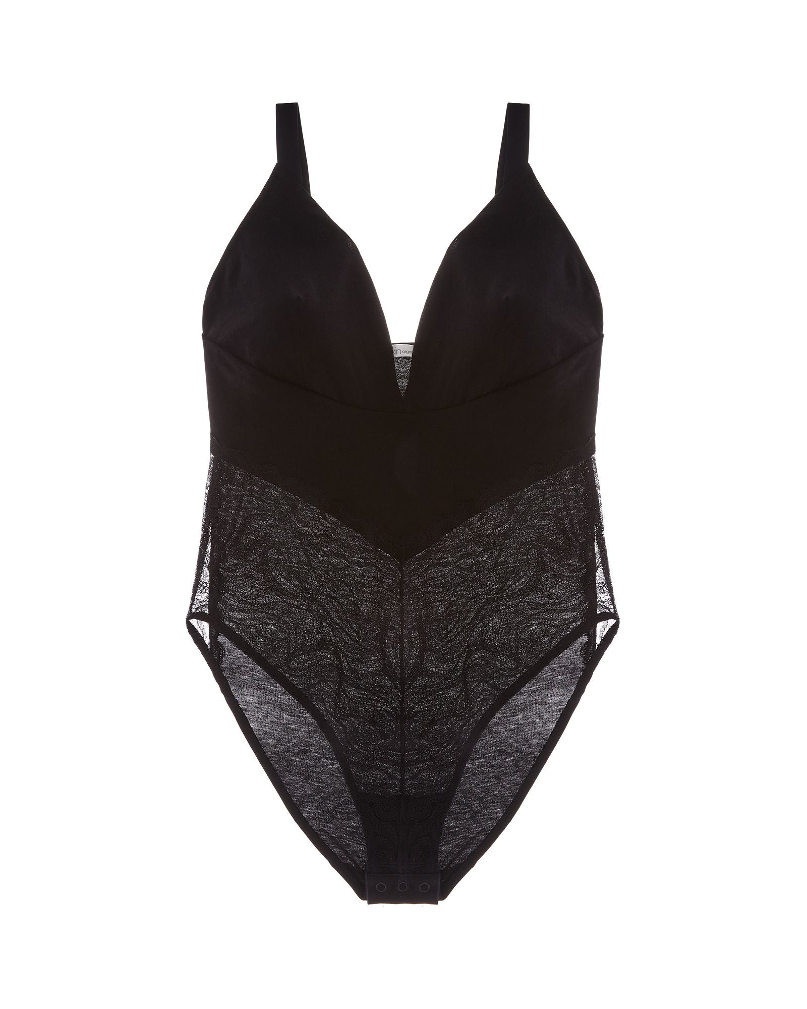 Skin Forever Organic Cotton with Lace Suzana Bodysuit in black