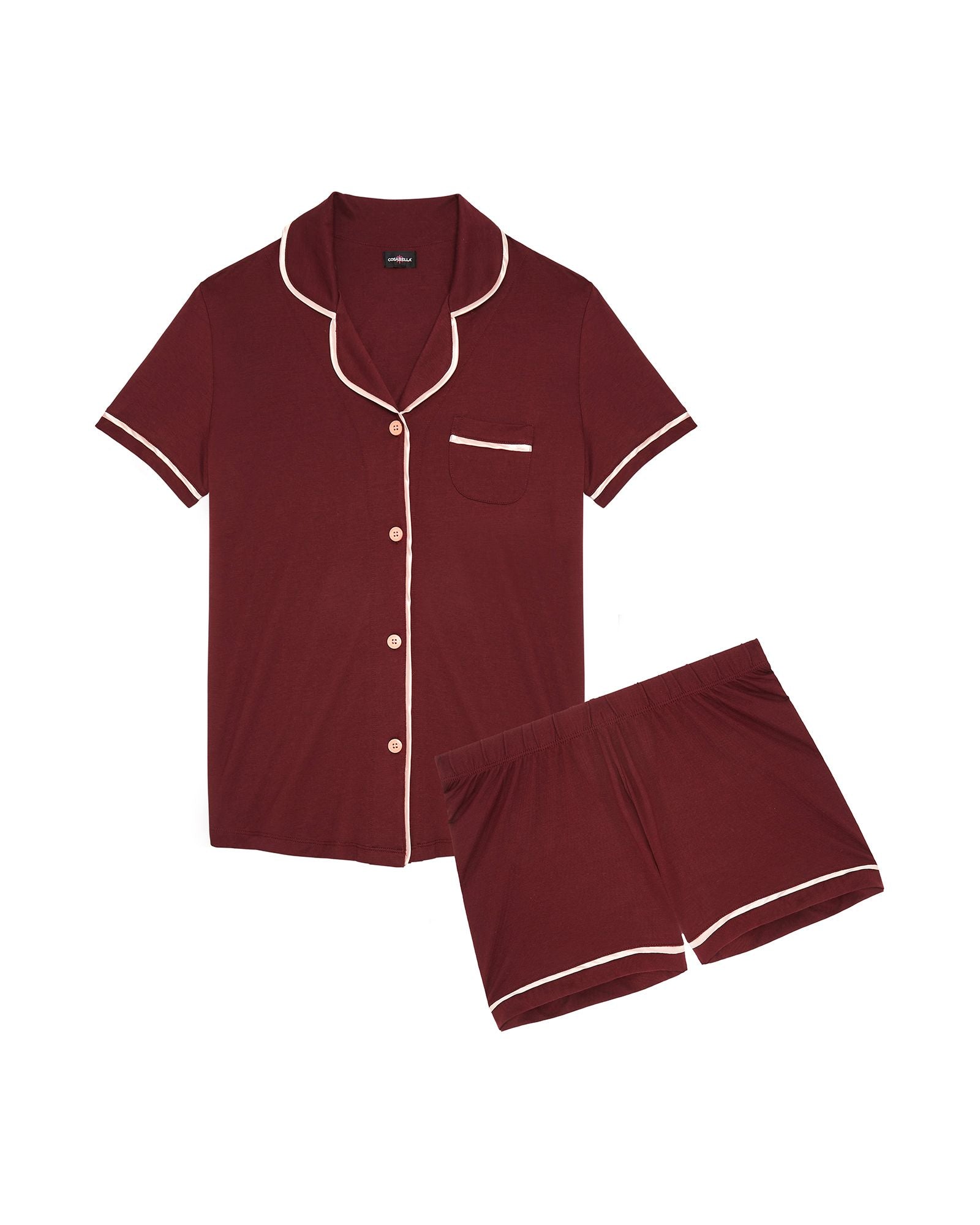 Cosabella Bella Short Sleeve & Boxer PJ Set in red
