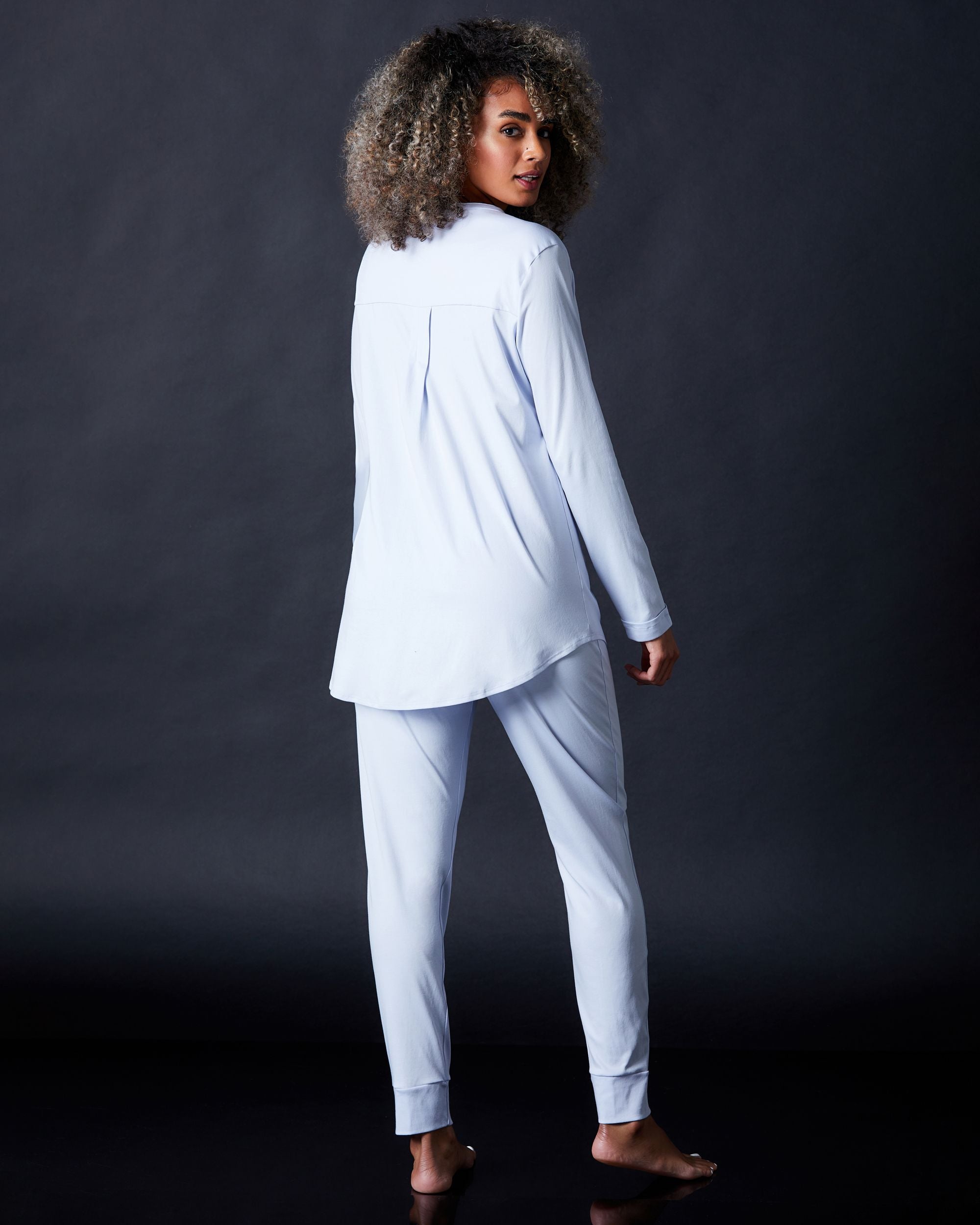 Hanro Pure Essence Long Sleeve Pajama in blue