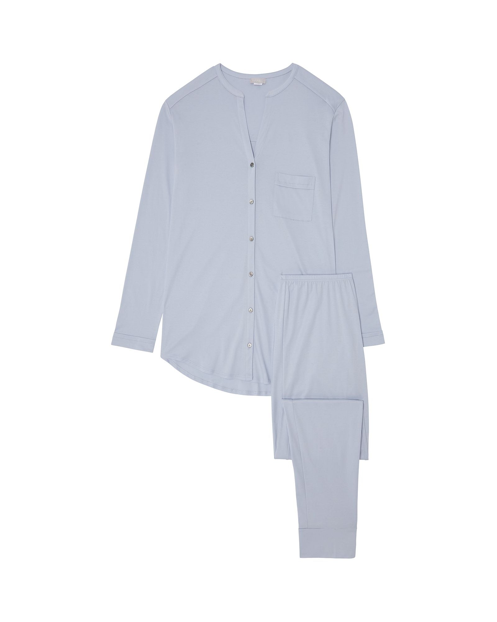 Hanro Pure Essence Long Sleeve Pajama in blue