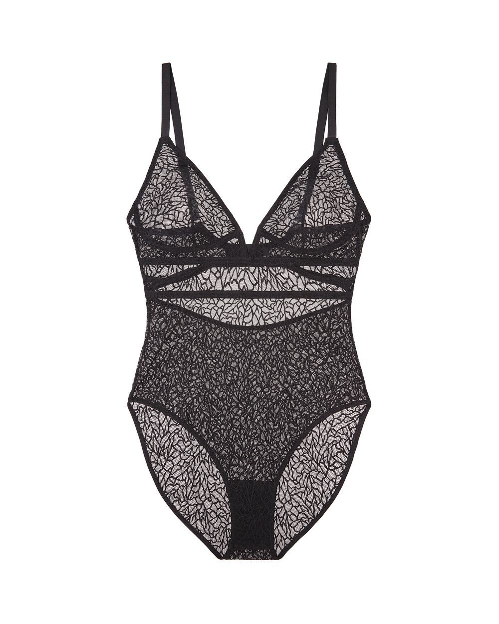 Else Zoe Soft Cut Out V Bodysuit in black