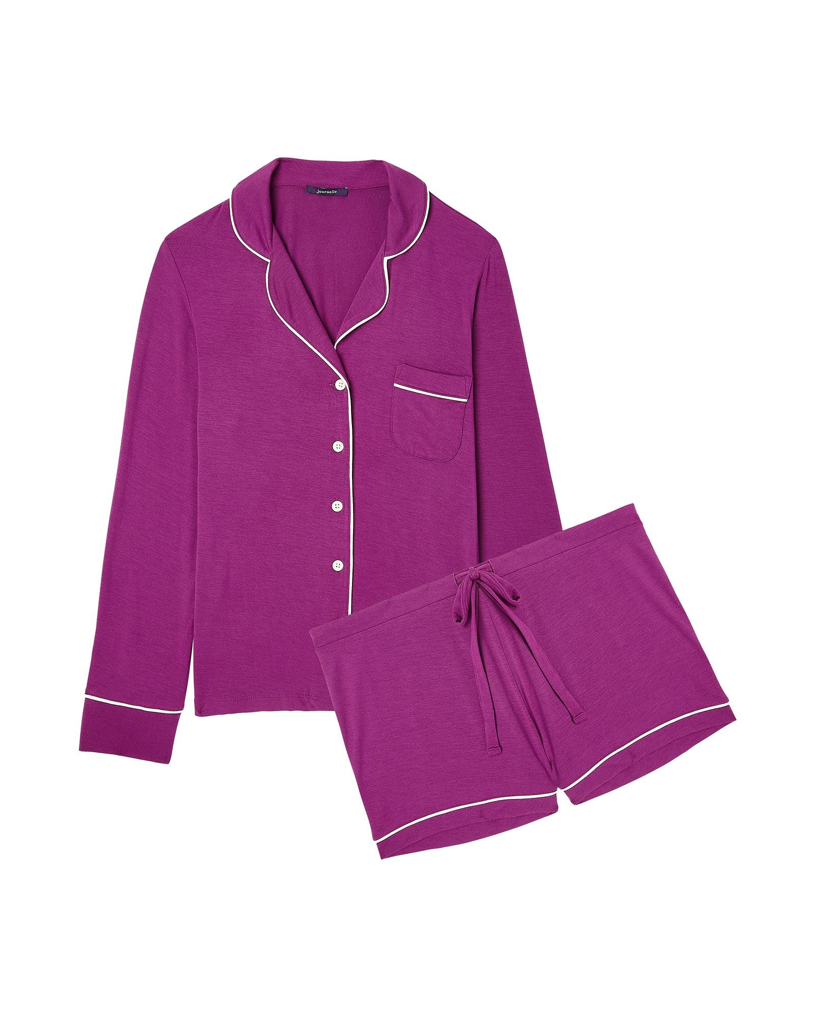 Journelle Lilly Long Sleeve & Short Pajama Set in purple