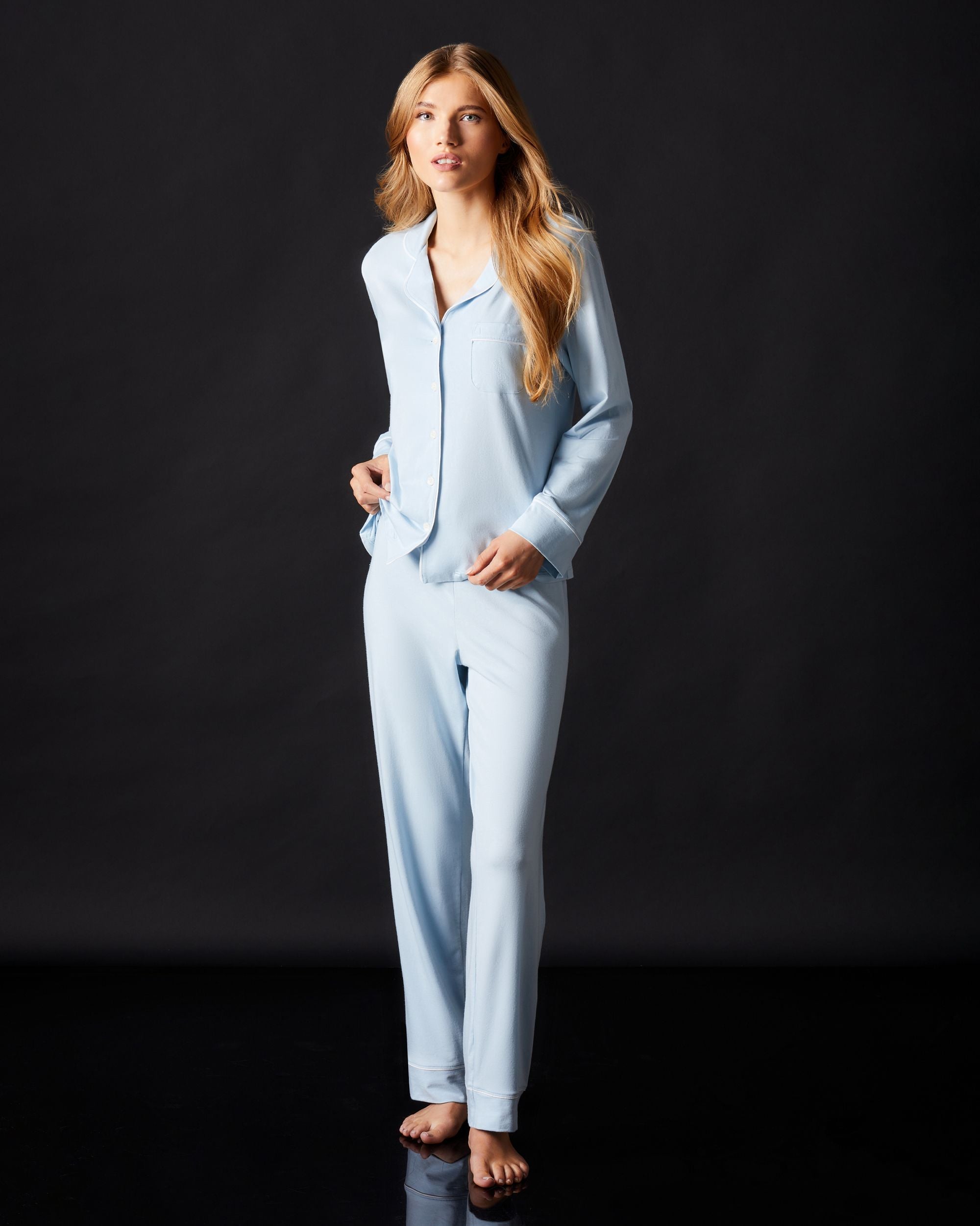 Journelle Lilly Long Sleeve & Pant Pajama Set in blue