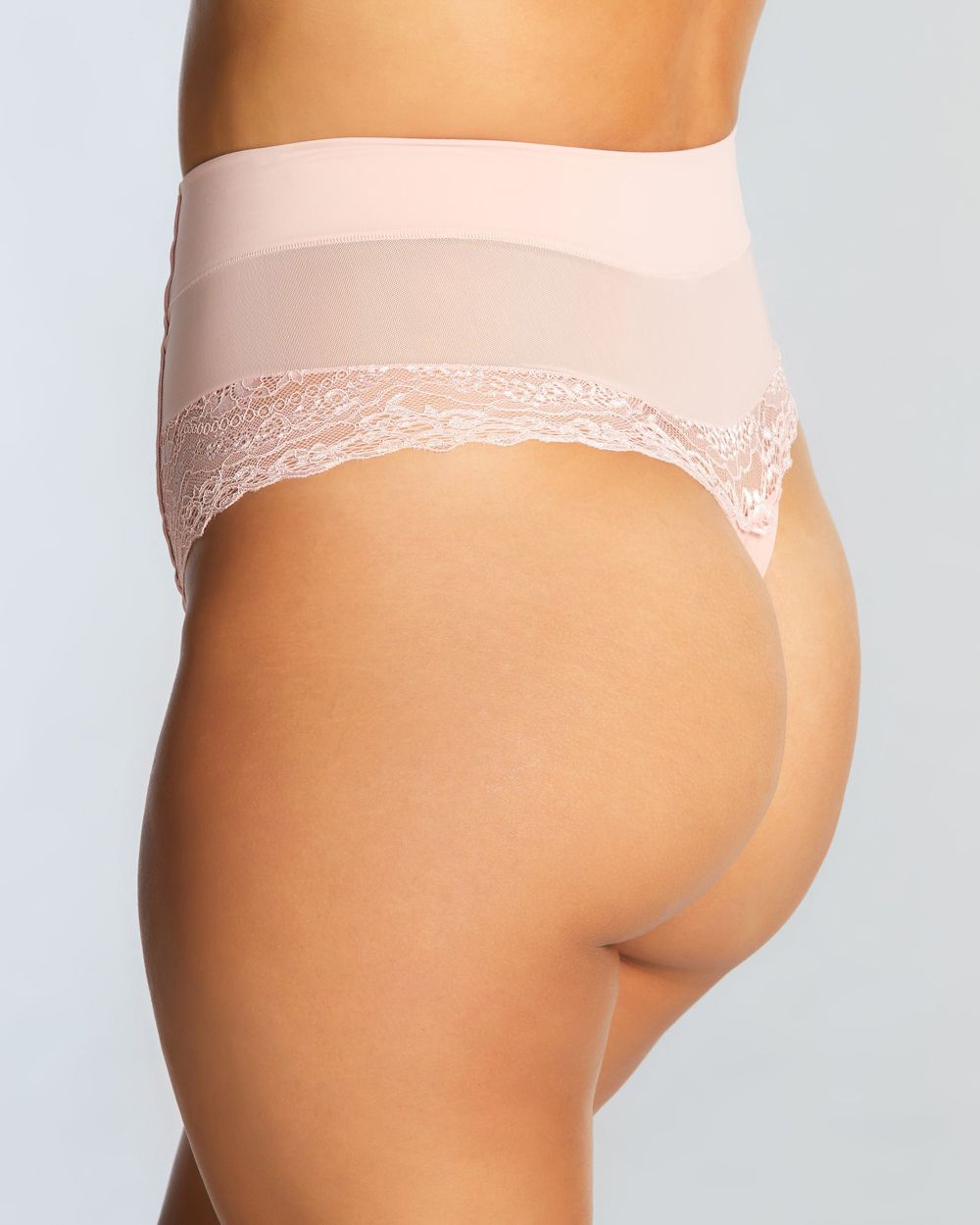 Squeem Brazilian Flair Mid Waist Thong in pink
