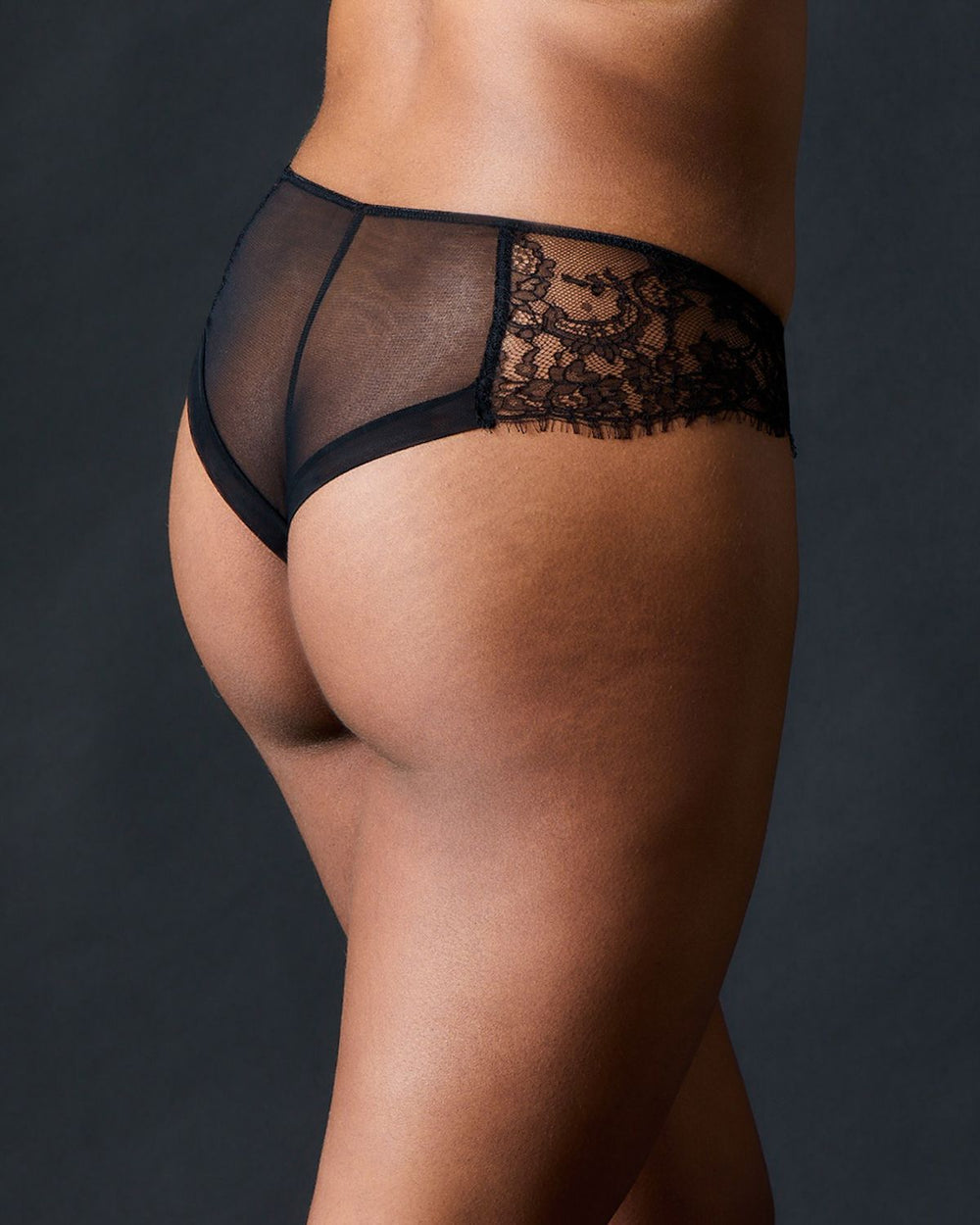 TeAmore Dusk Leavers Lace Brazilian Brief in blue