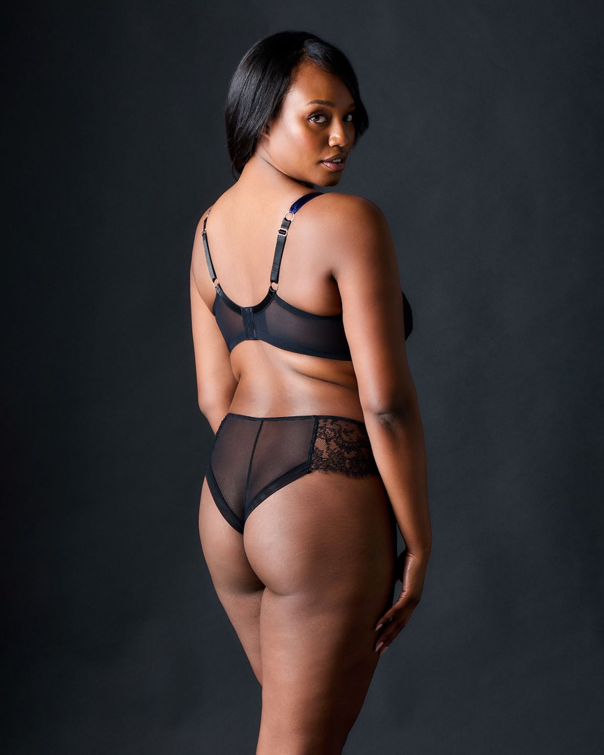 TeAmore Dusk Leavers Lace Brazilian Brief in blue