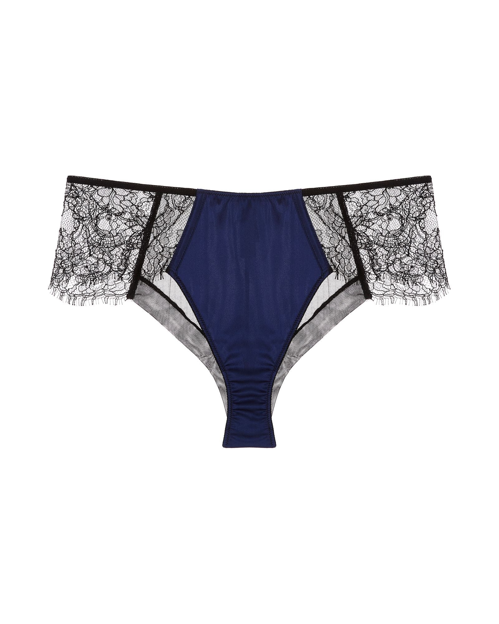 TeAmore Dusk Leavers Lace Brazilian Brief in blue