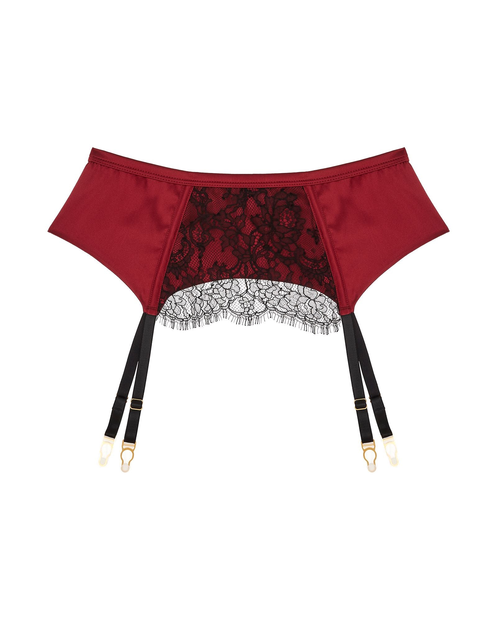 TeAmore Dusk Leavers Lace Suspender Belt in red