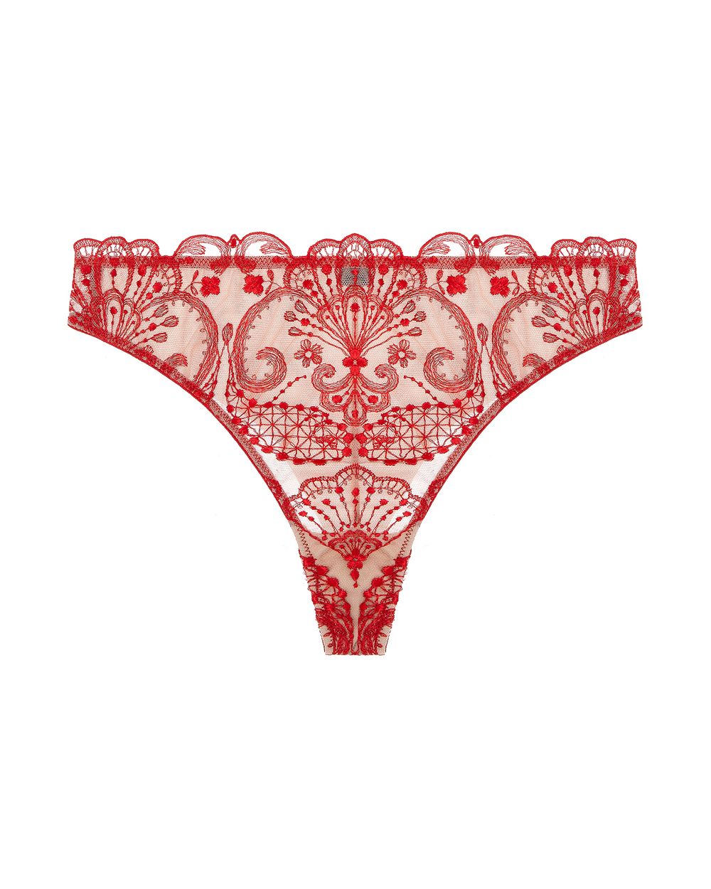 TeAmore Spotlight Embroidered Thong in red