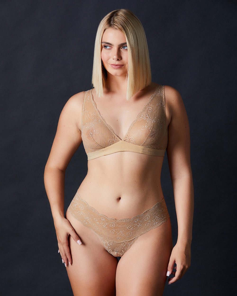 Journelle Sapna Plunge Bralette in beige