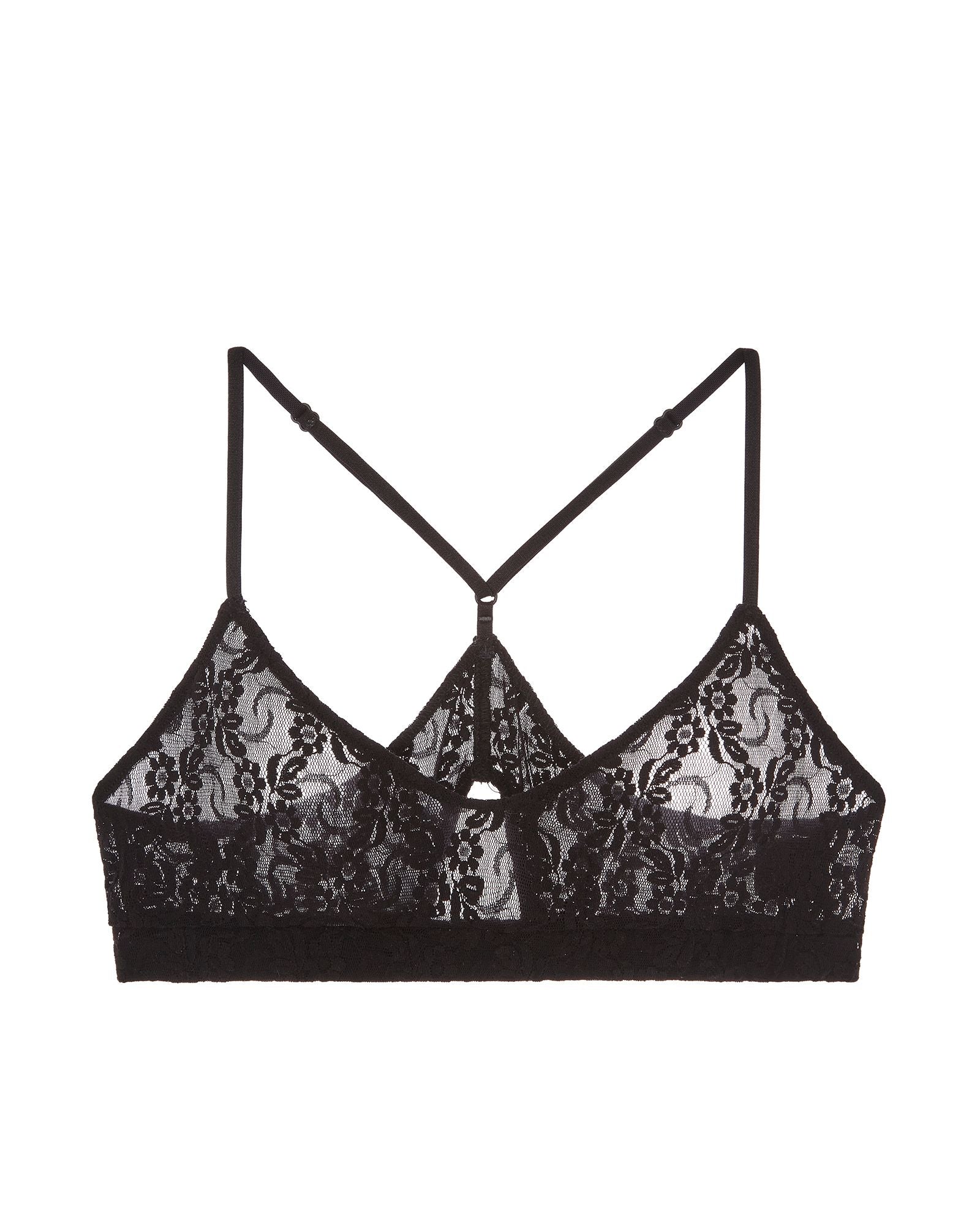 Only Hearts Stretch Lace Racerback Bralette in black