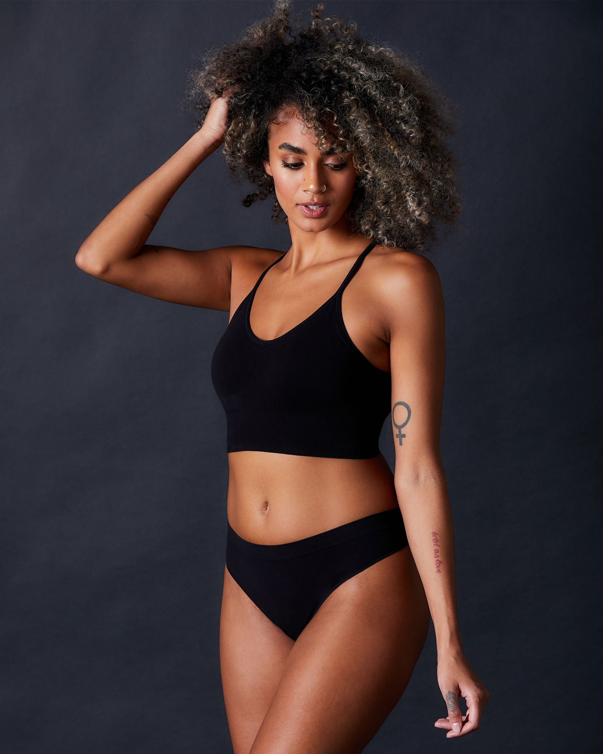 OnGossamer Cabana Cotton Seamless Crop Cami Bralette in black