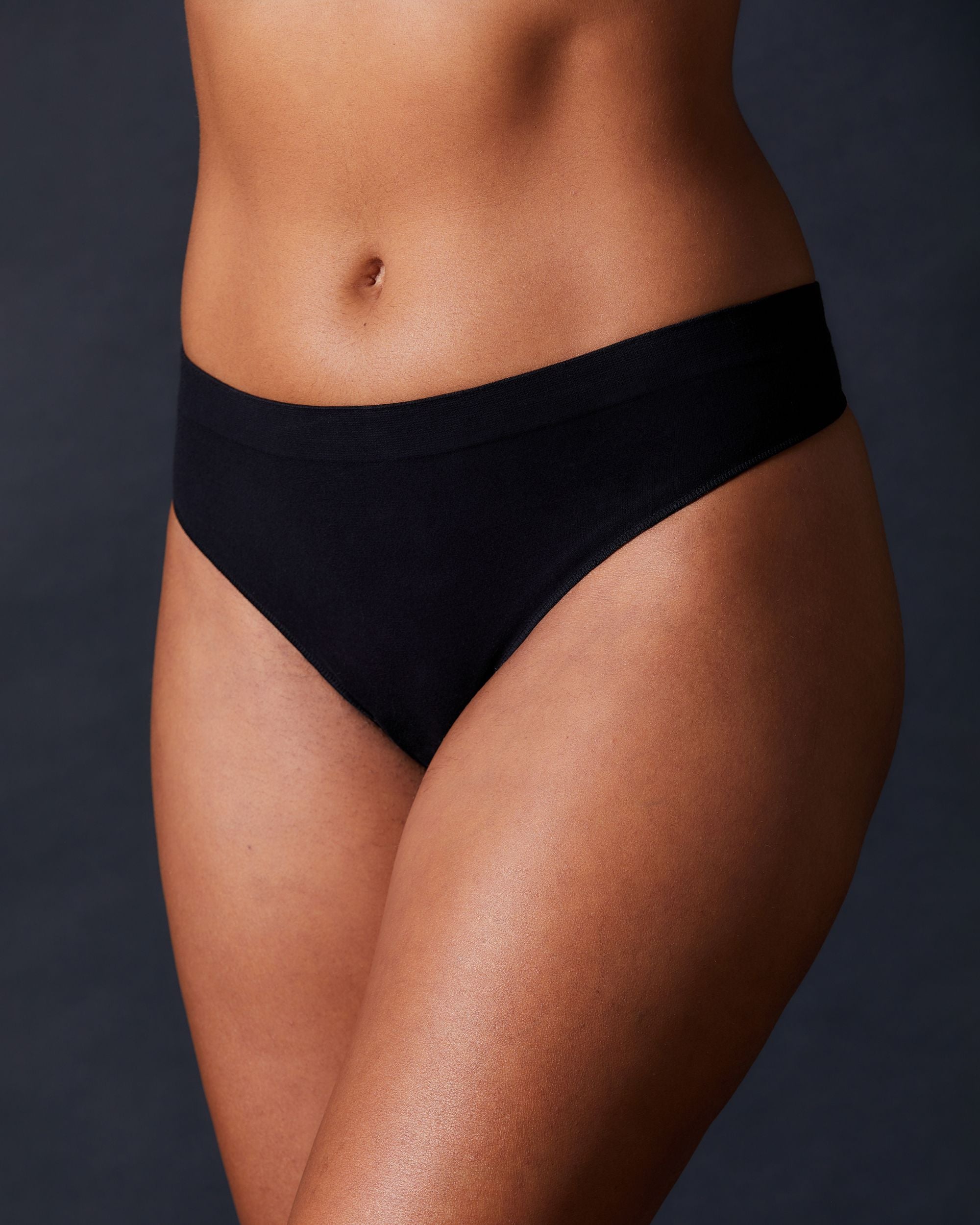 OnGossamer Cabana Cotton Seamless Thong in black