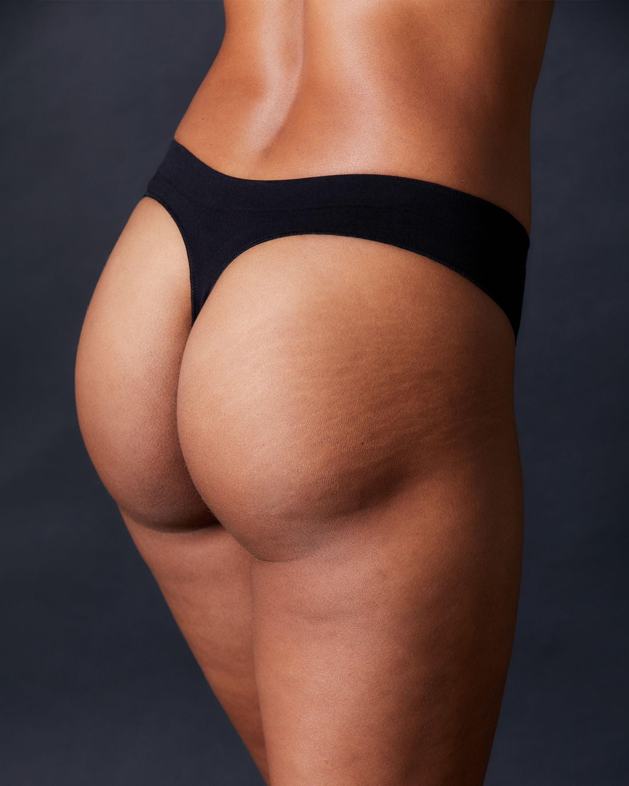 OnGossamer Cabana Cotton Seamless Thong in black