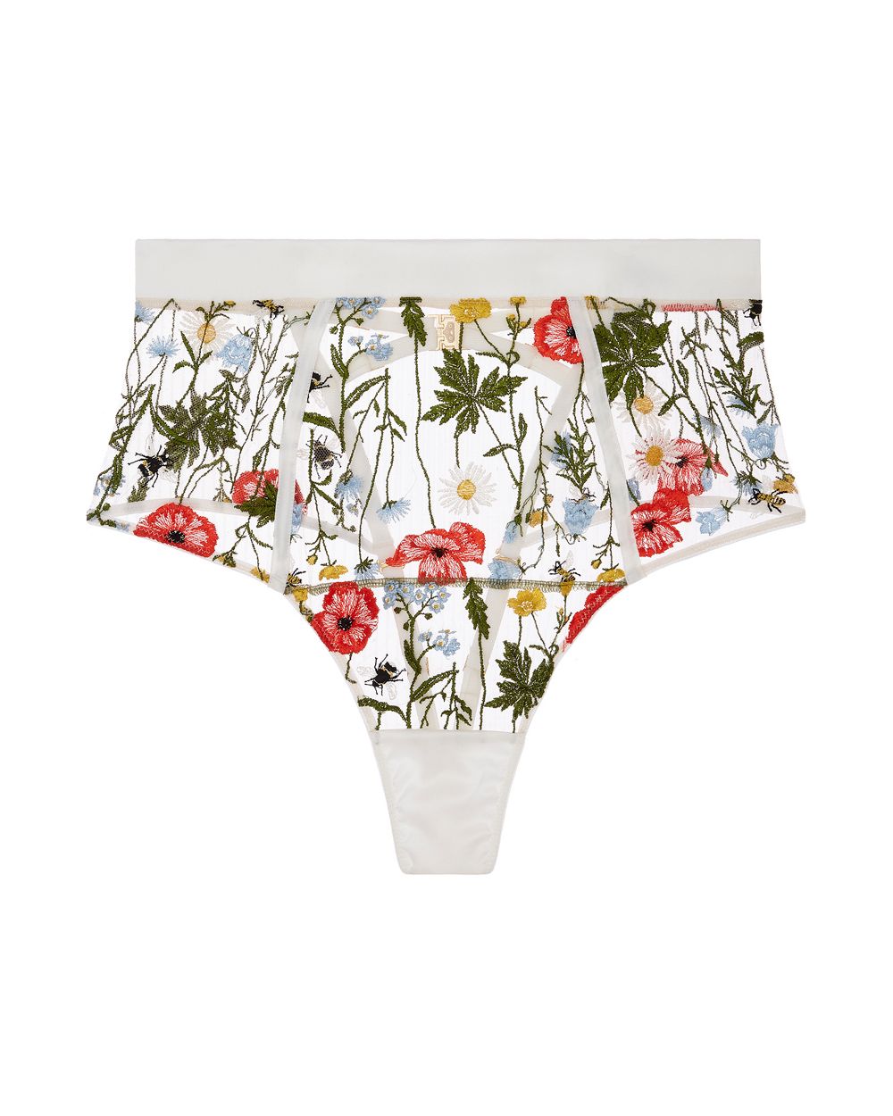 Studio Pia Flora High Waist Thong in white