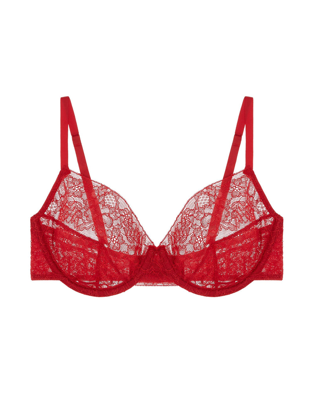 Kiki de Montparnasse Bandage Stretch Lace Demi Bra in red