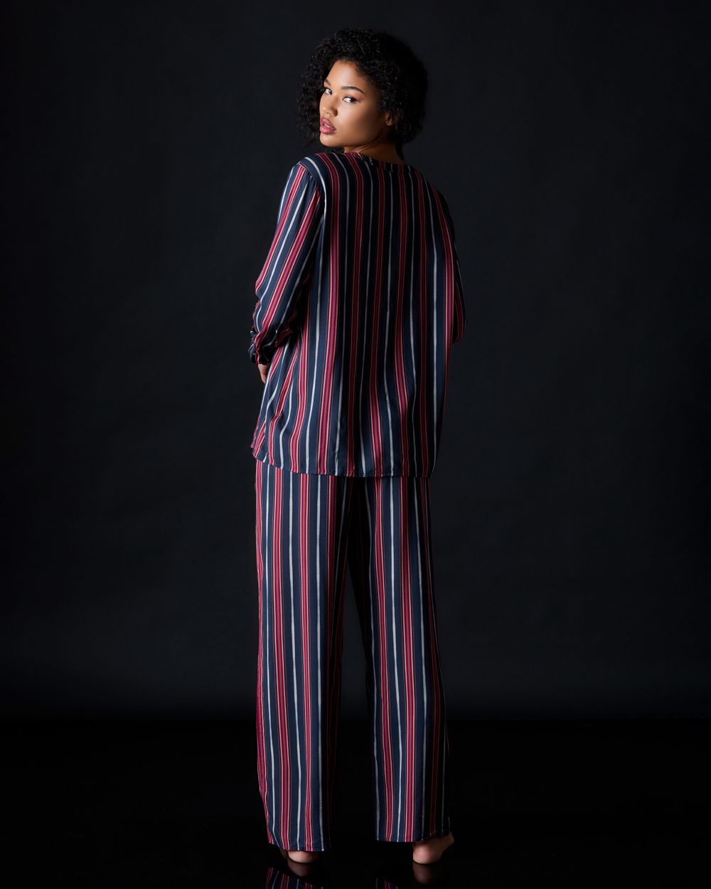Hanro Woven Long Sleeve Pajama Shirt in blue