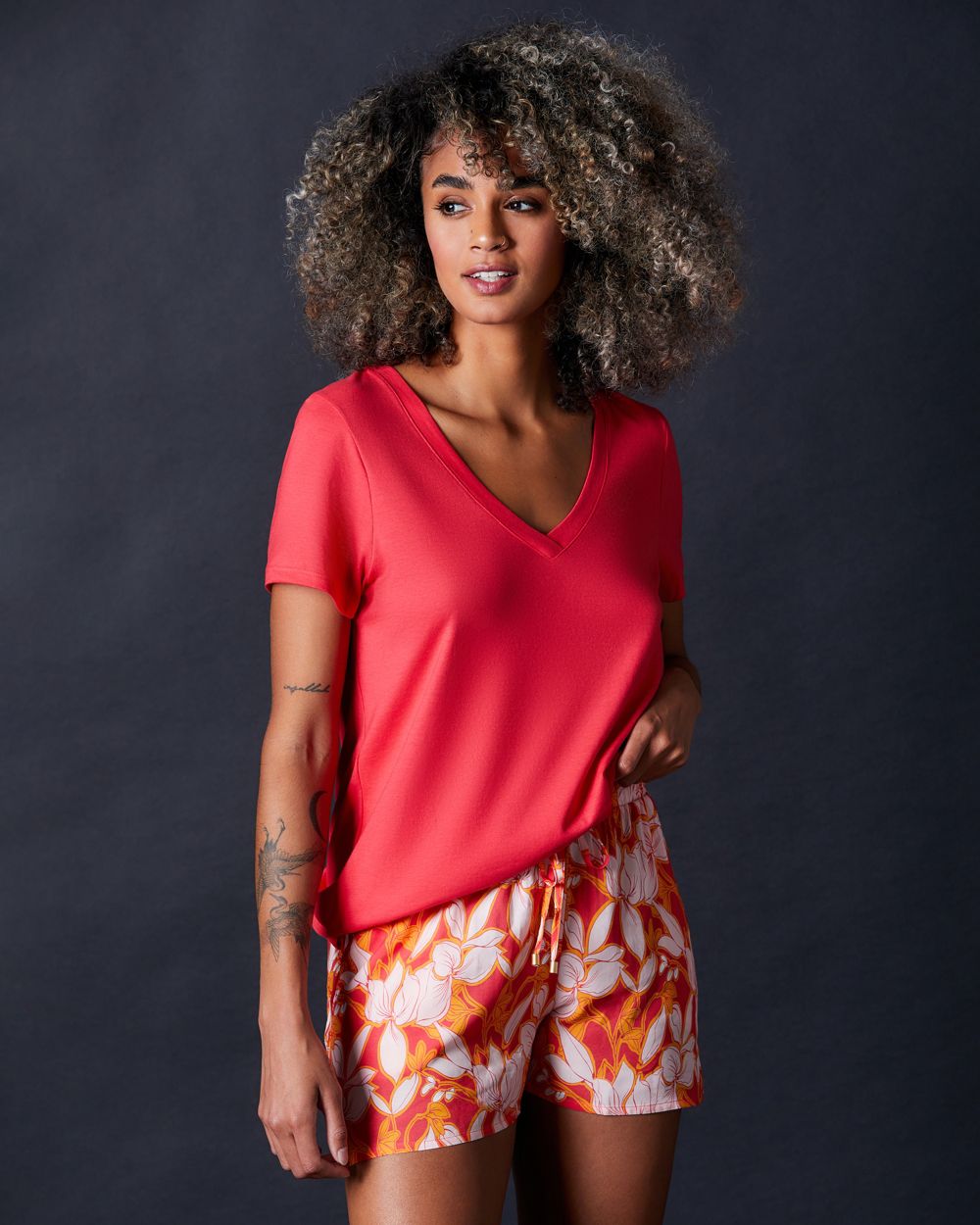 Hanro Woven Pajama Shorts in orange