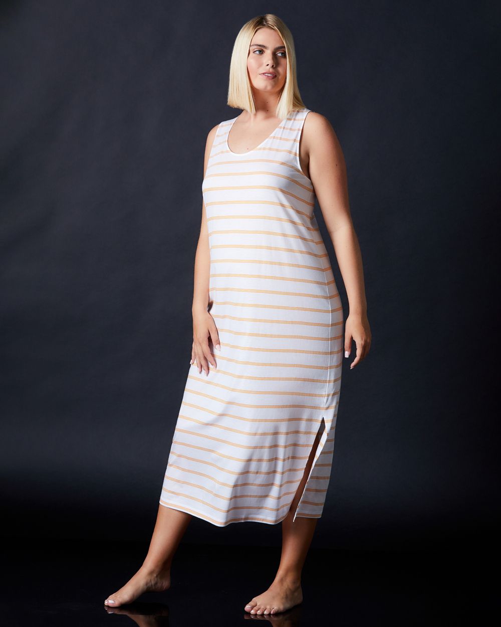 Hanro Laura Long Tank Dress in yellow