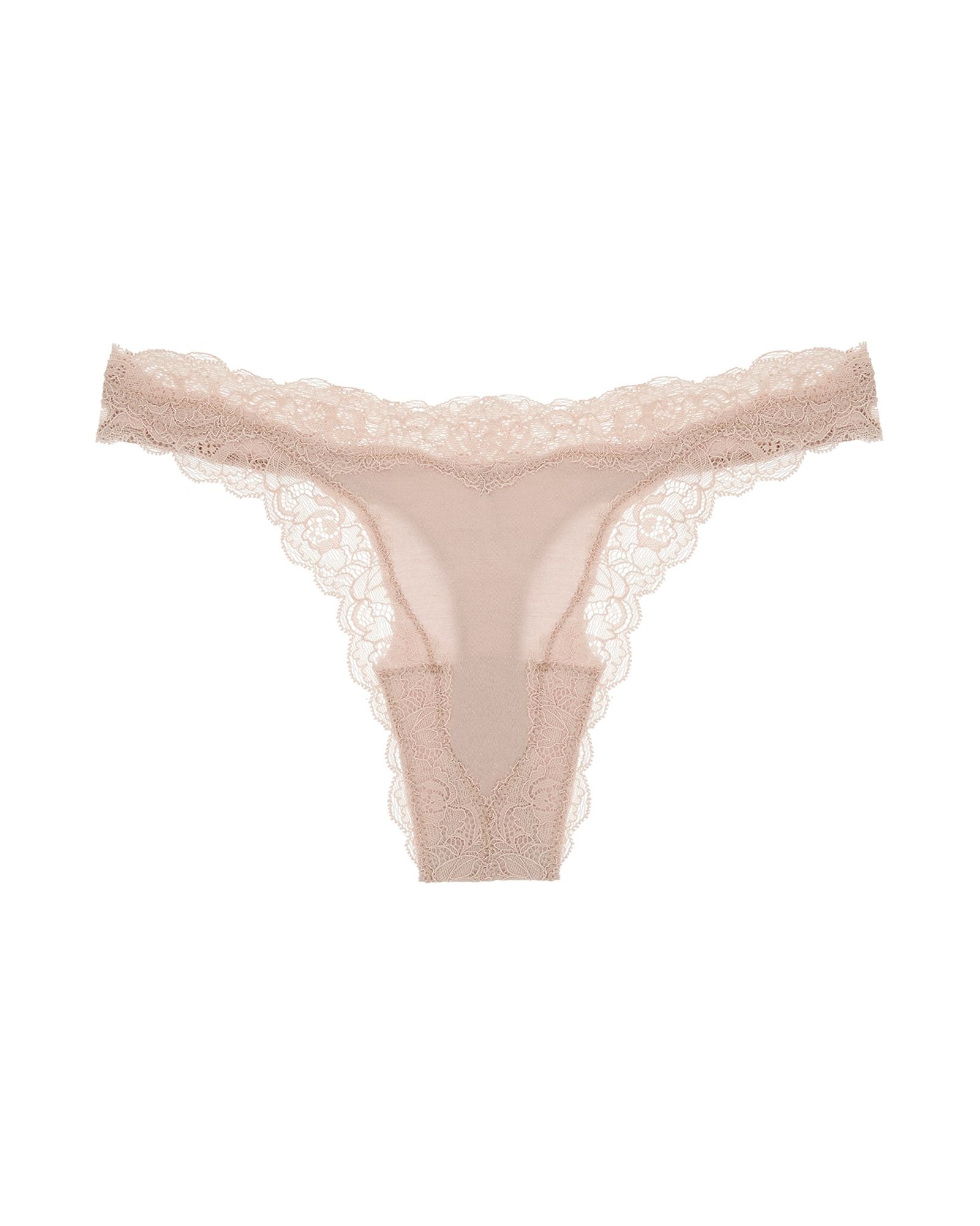 Only Hearts Organic Cotton with Lace Thong in beige