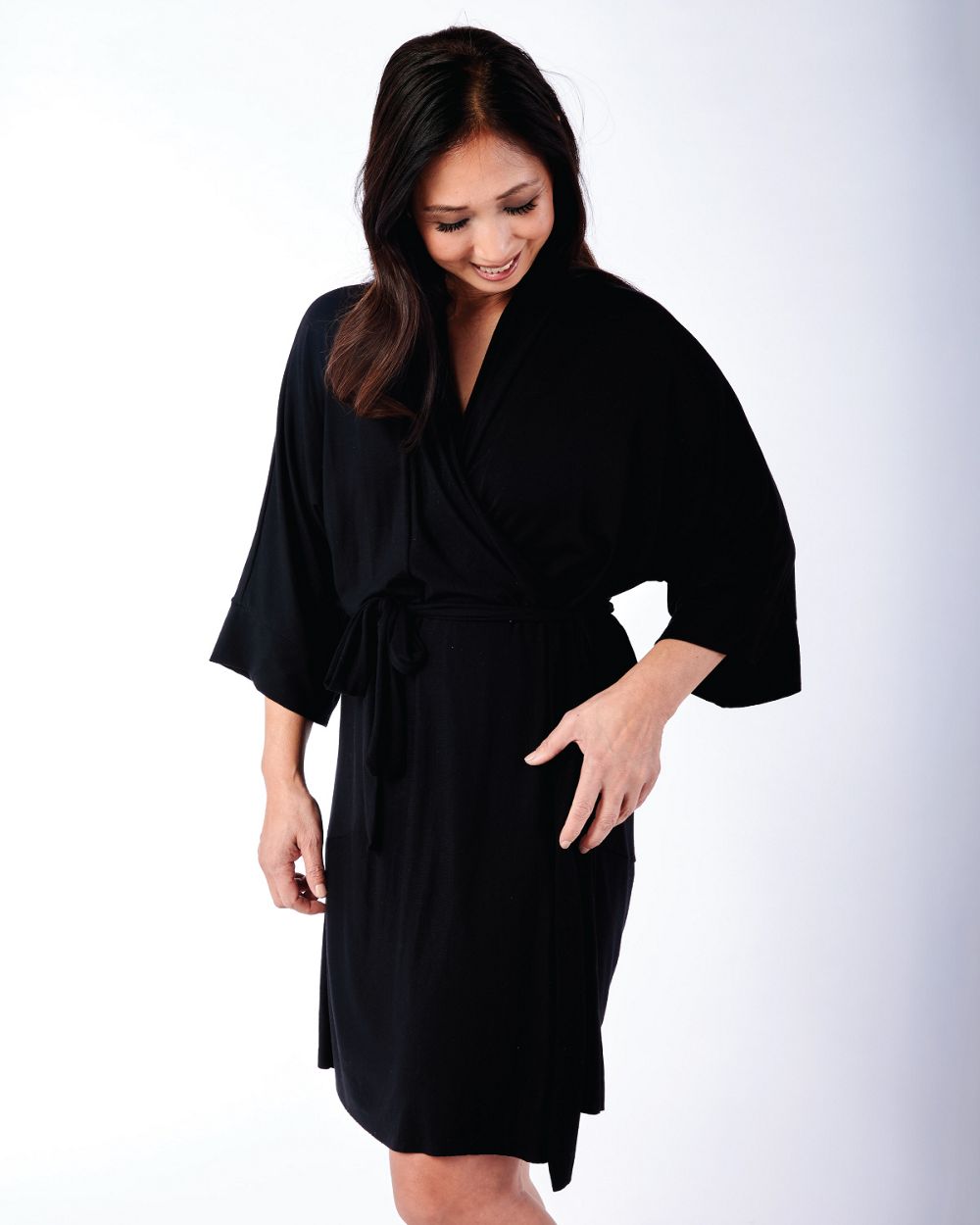 AnaOno Meina Robe with Drain Belt in black