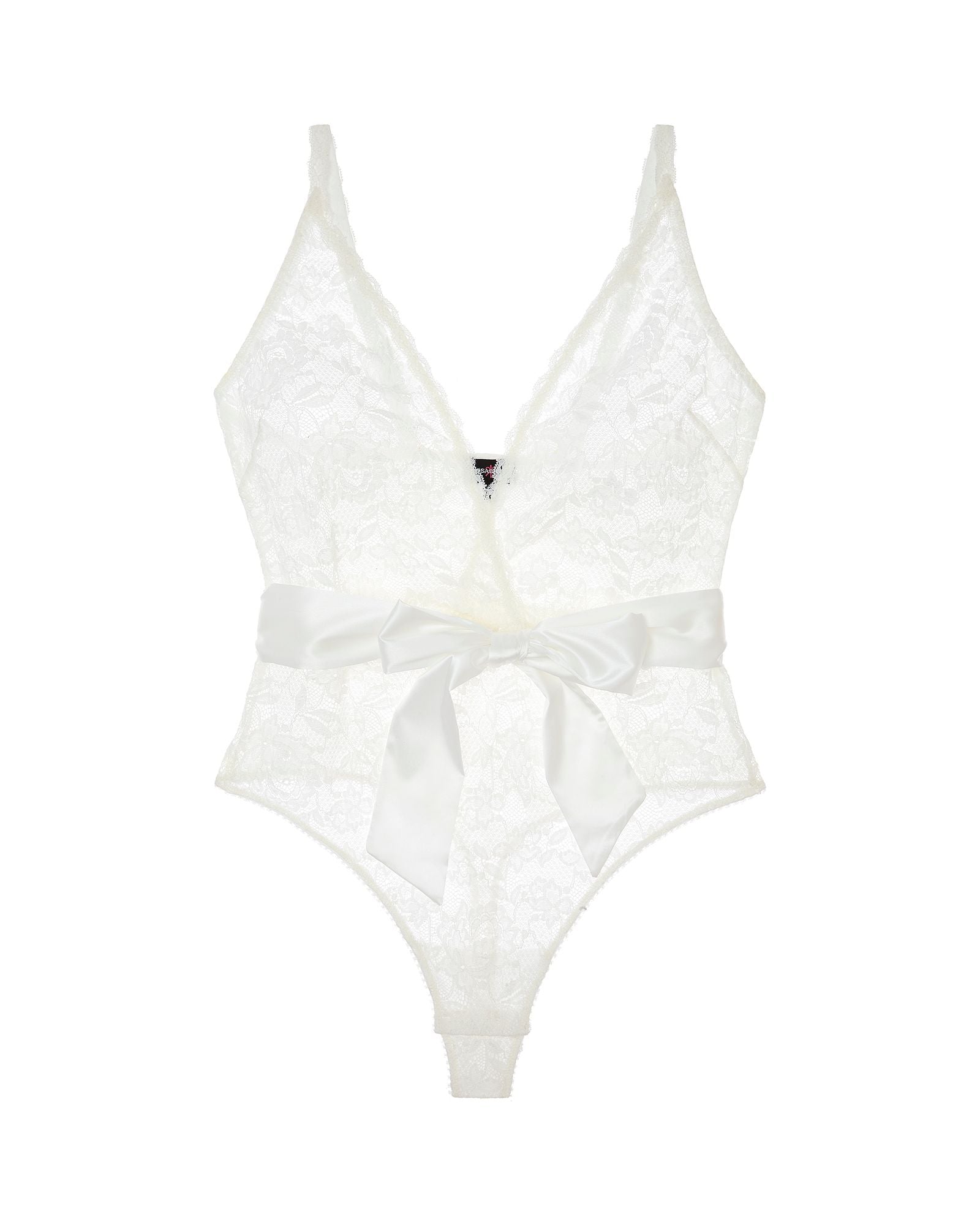 Cosabella Never Say Never Tie Me Up Deep V Teddy in white