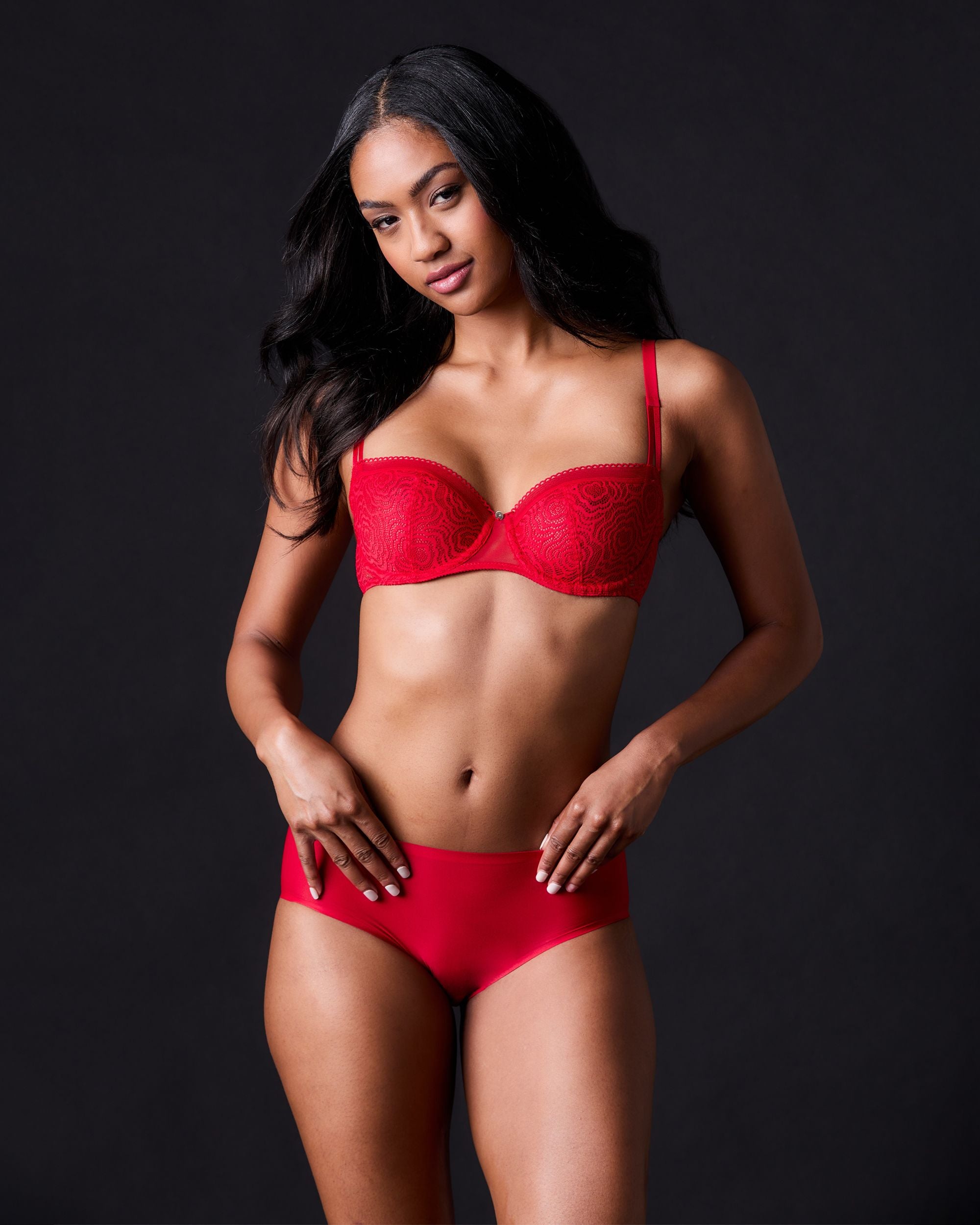 Chantelle C Jolie Lace Unlined Demi Bra in red