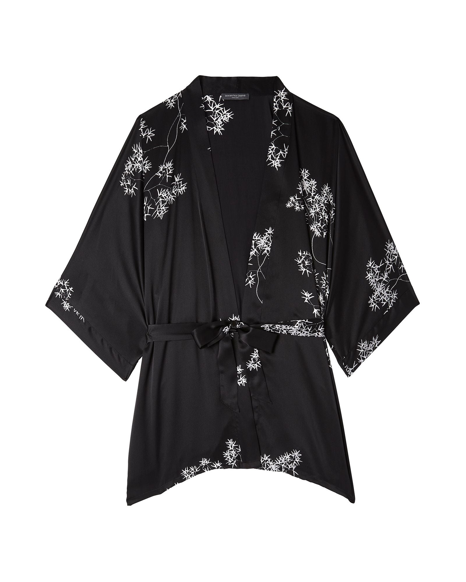 Samantha Chang Silk Classic Short Kimono in black