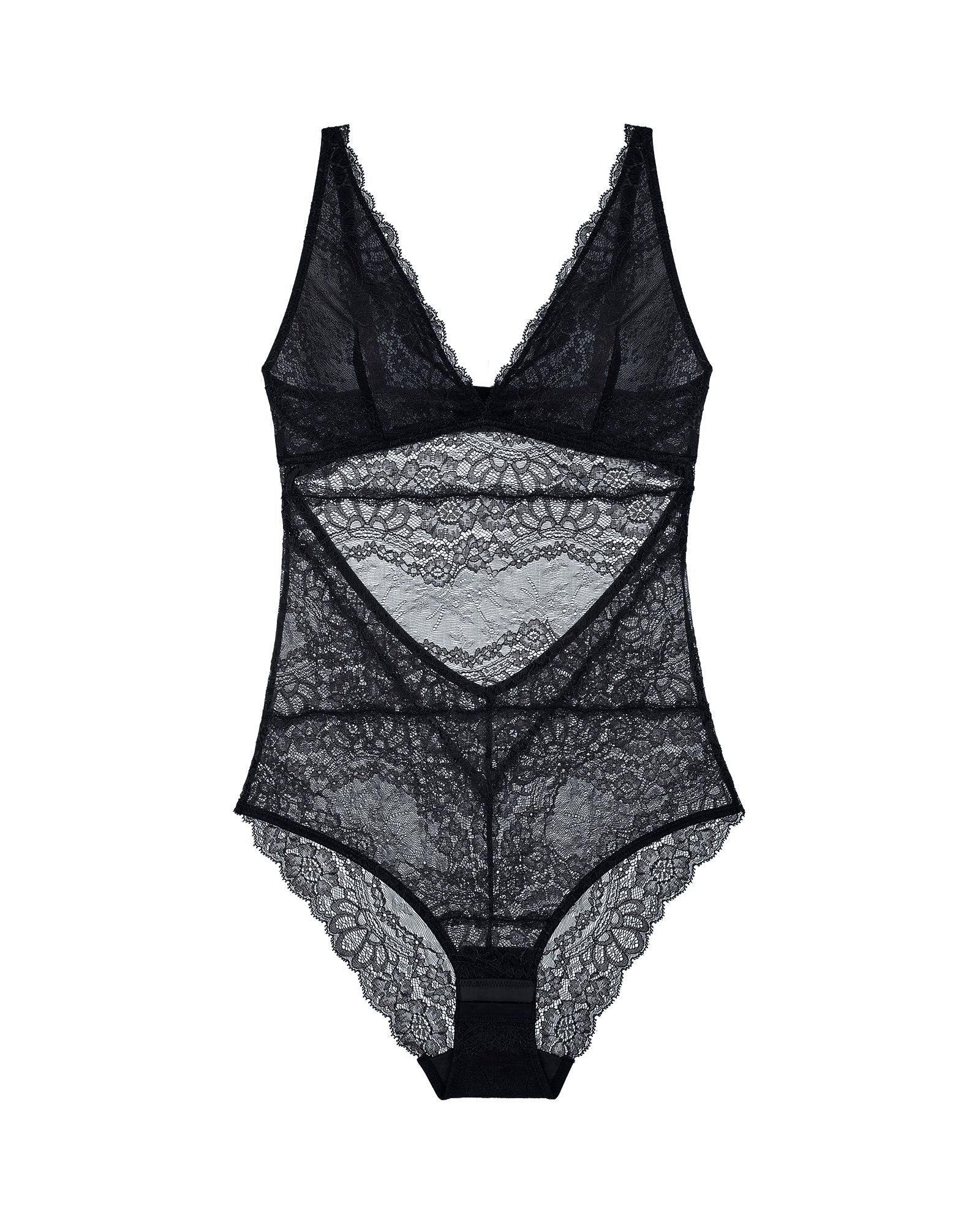 Samantha Chang All Lace Boudoir Bodysuit in black
