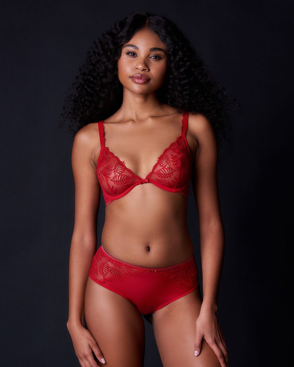 Simone Perele Bloom Underwired Triangle Bra in red