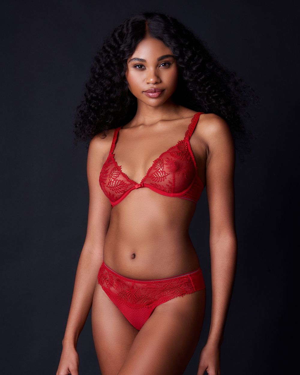 Simone Perele Bloom Underwired Triangle Bra in red