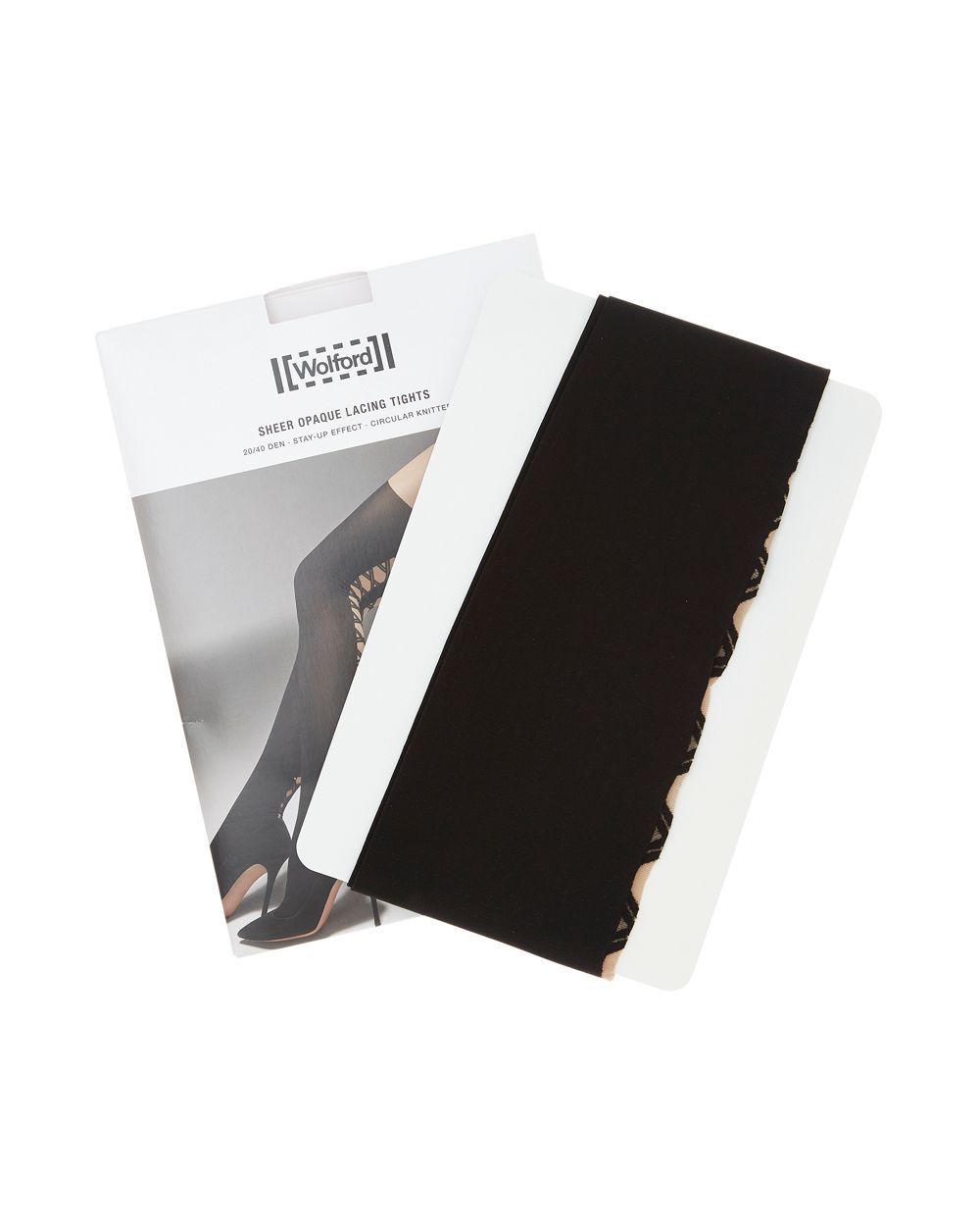 Wolford Sheer Opaque Lacing Tights in black