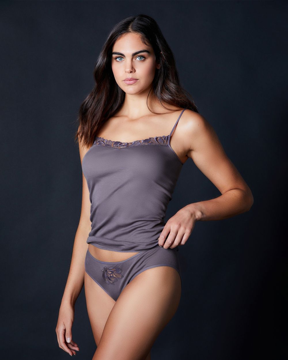 Hanro Hope Spaghetti Cami in gray