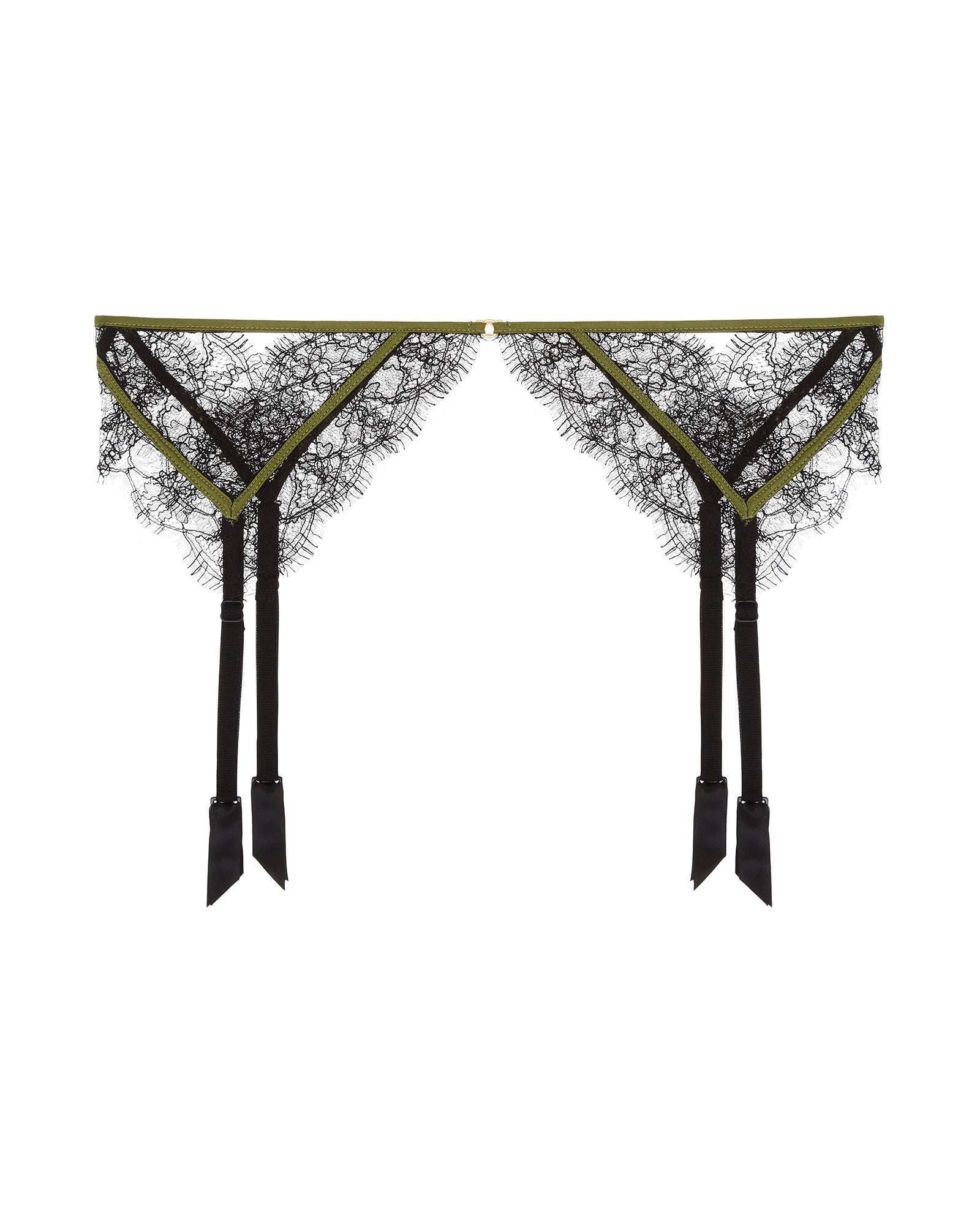 Kiki de Montparnasse Lace Inset Garter Belt in green