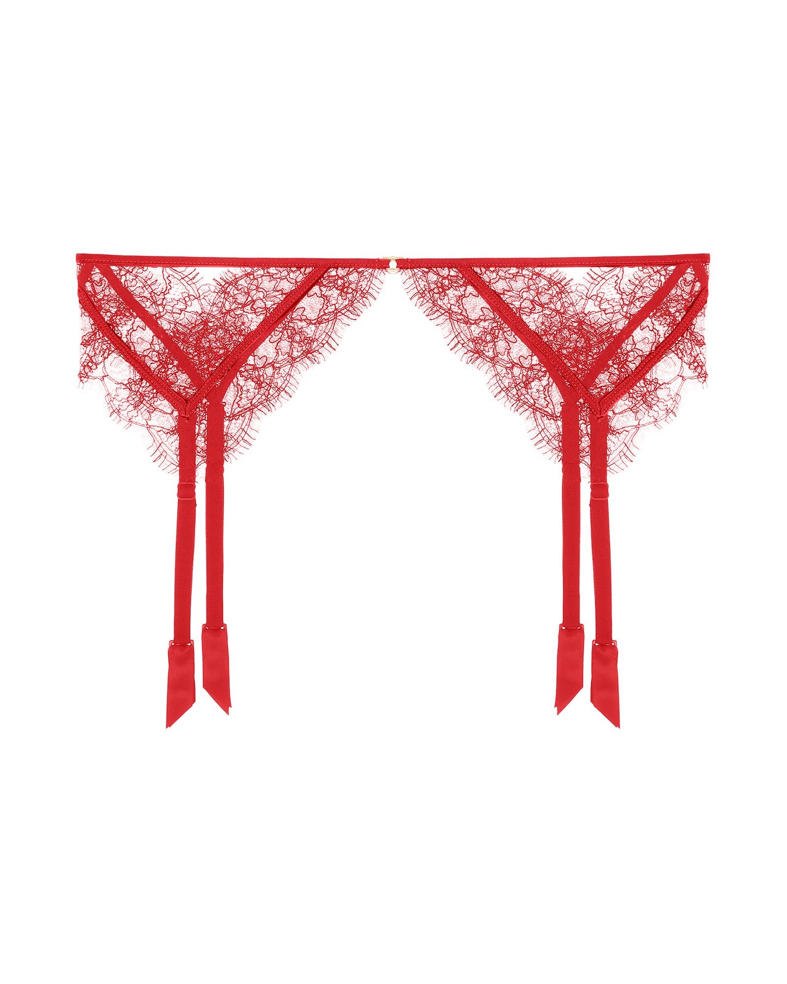 Kiki de Montparnasse Lace Inset Garter Belt in red