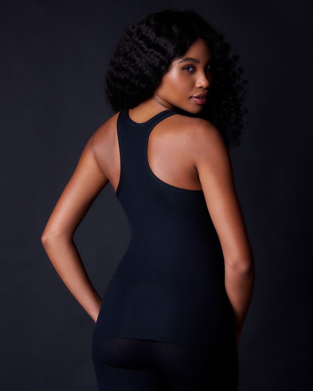 Collezione Privata Fine Rib Racerback Tank in black