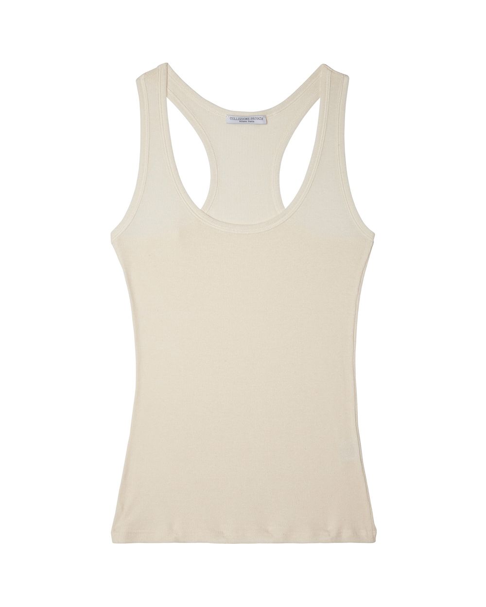 Collezione Privata Fine Rib Racerback Tank in white